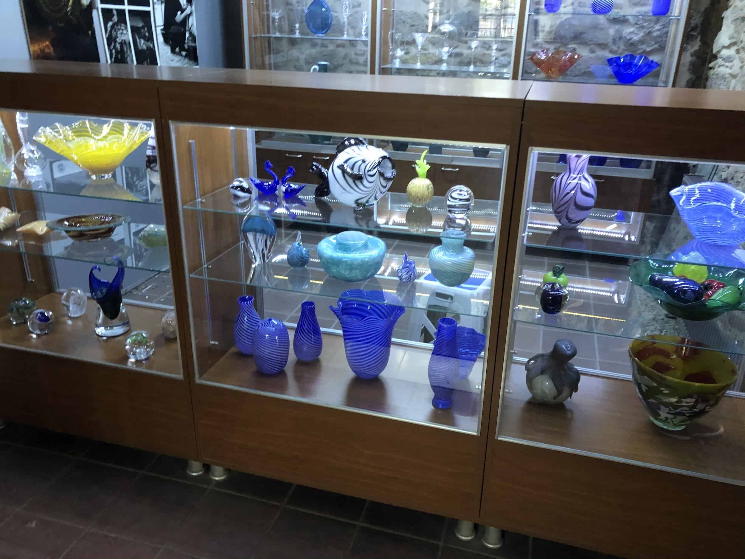 Display featuring glass works