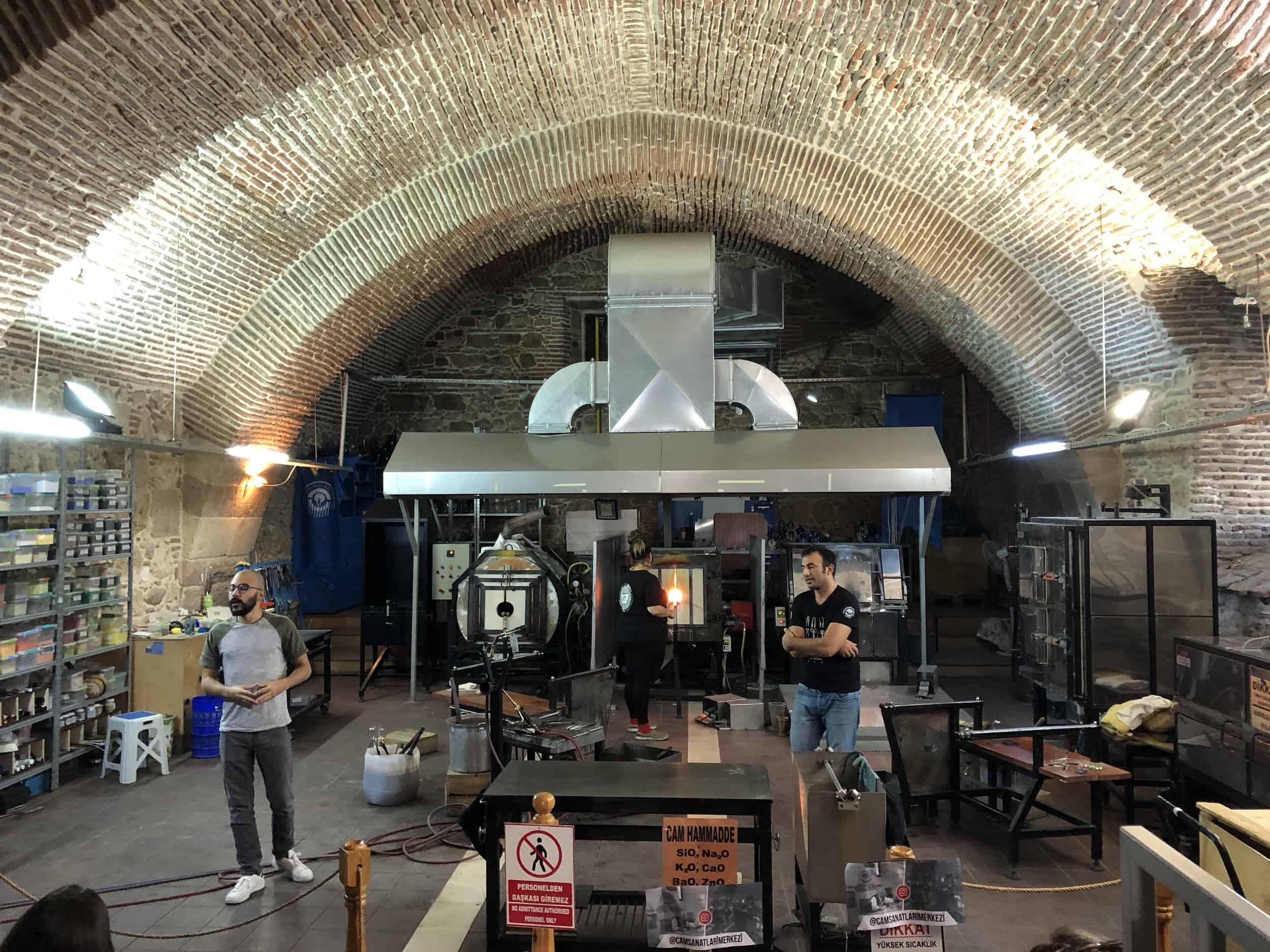 Hot glass blowing studio at the Kurşunlu Complex in Odunpazarı, Eskişehir, Turkey