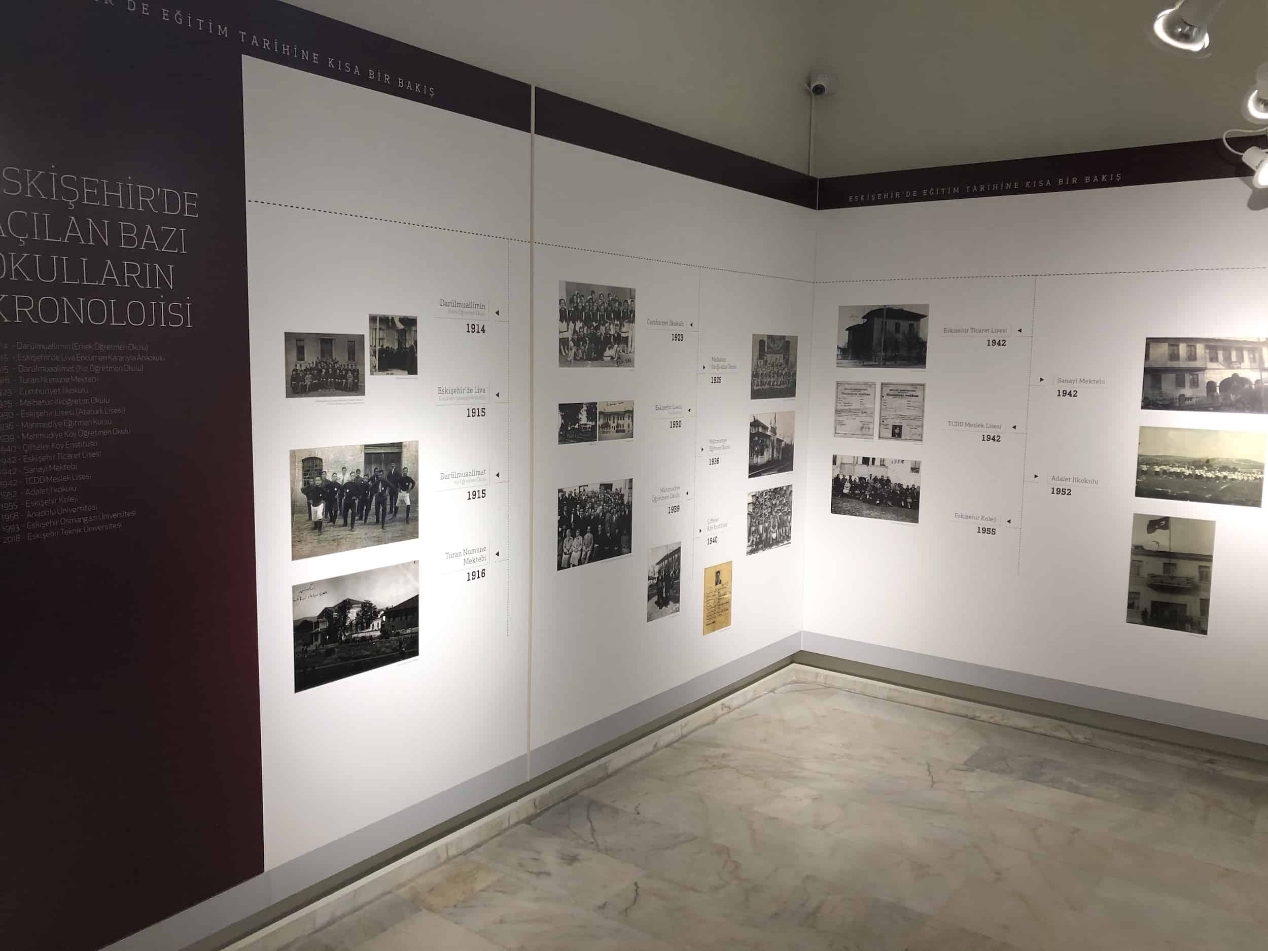 Turan Numune School timeline at the Anadolu University Republic History Museum in Eskişehir, Turkey