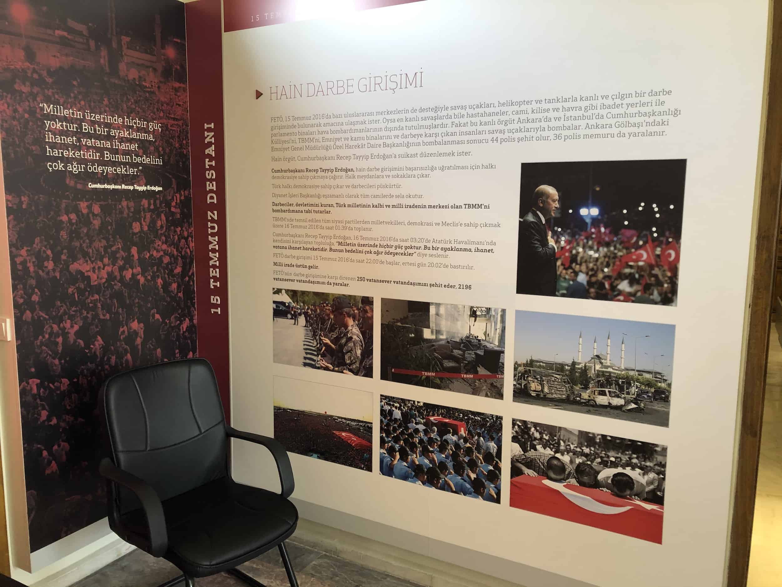 Information about the 2016 coup attempt at the Anadolu University Republic History Museu