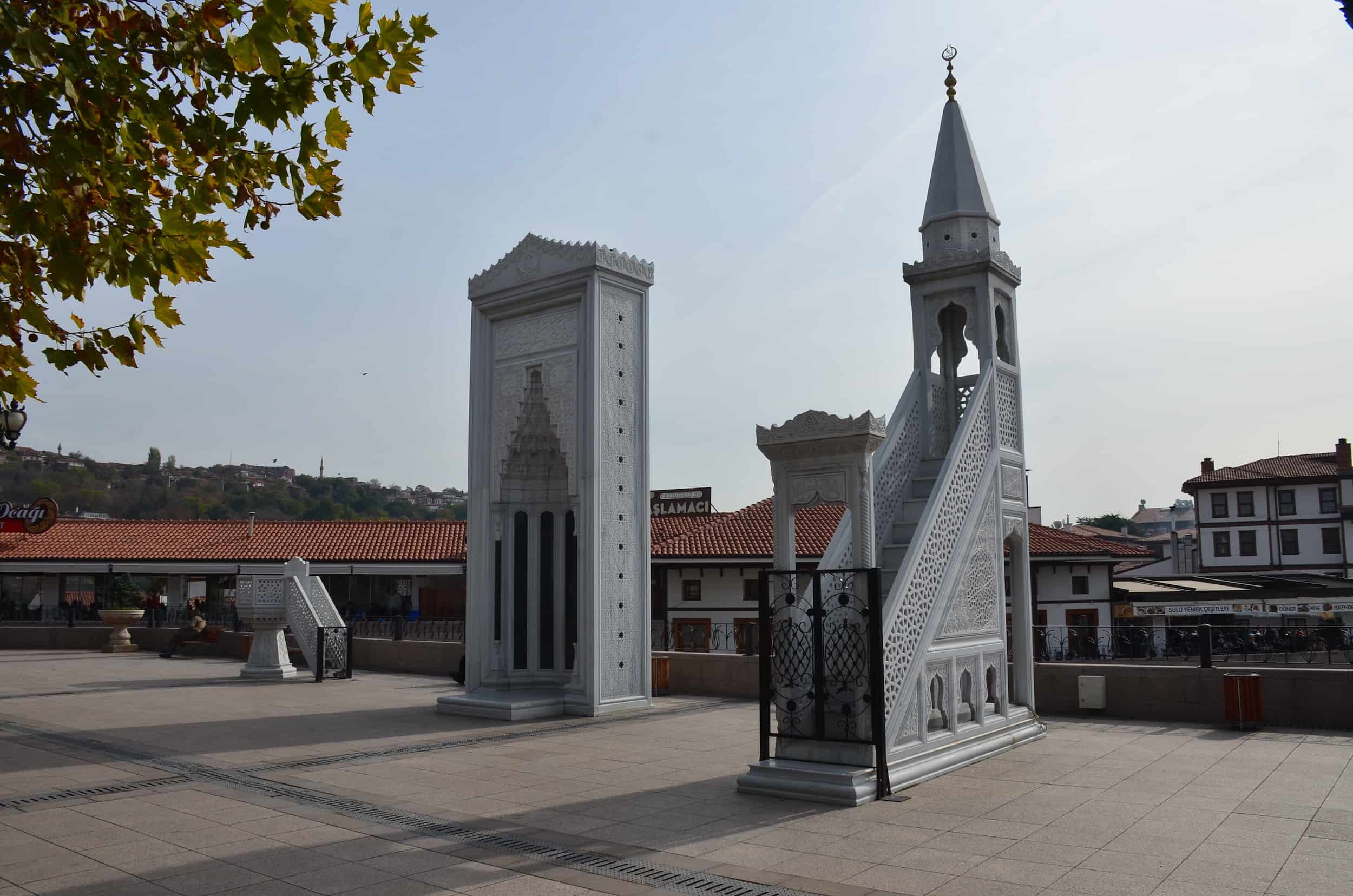 Mihrab and minbar at the Hacı Bayram Mosque in Ulus, Ankara, Turkey