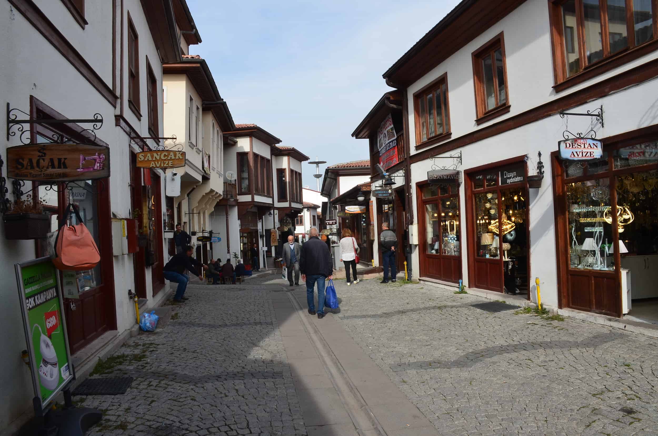 A street full of shops in Hacıbayram, Ulus, Ankara, Turkey