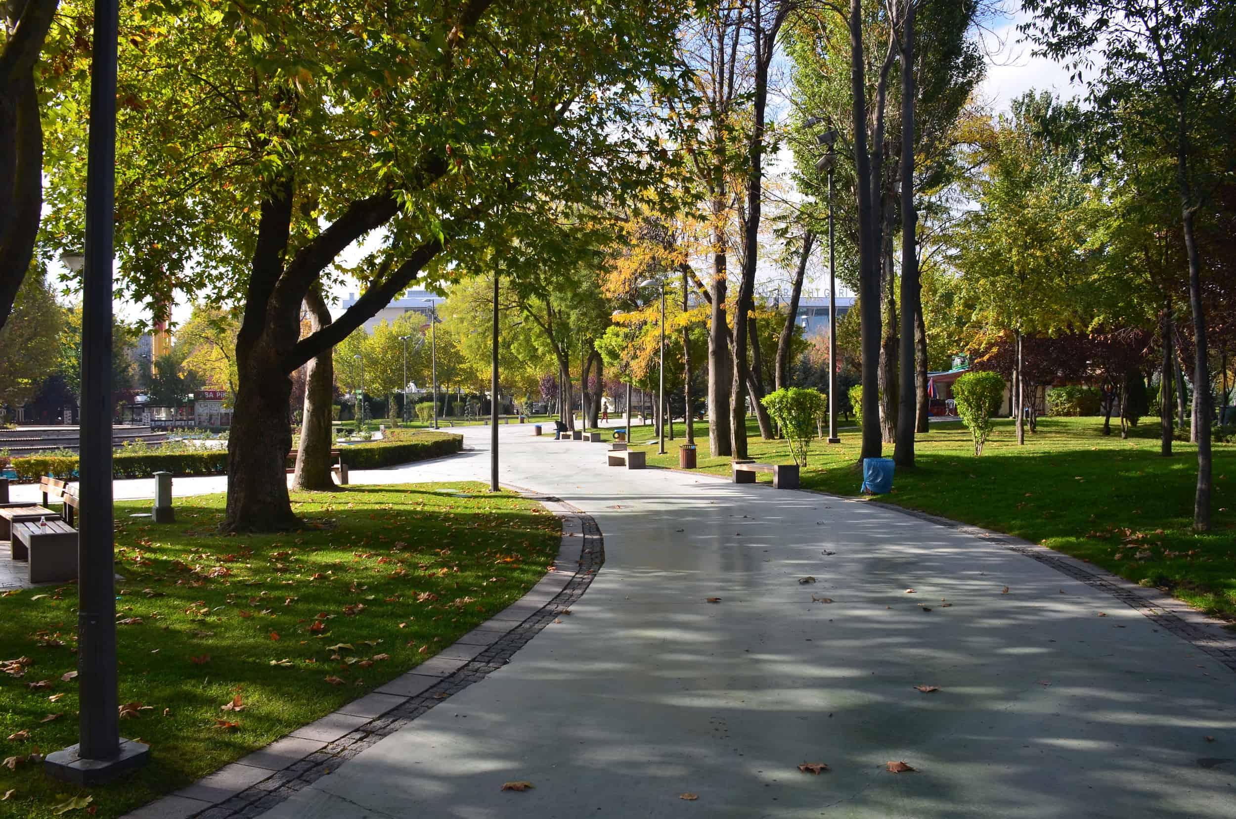 Path through Gençlik Park in Ankara, Turkey
