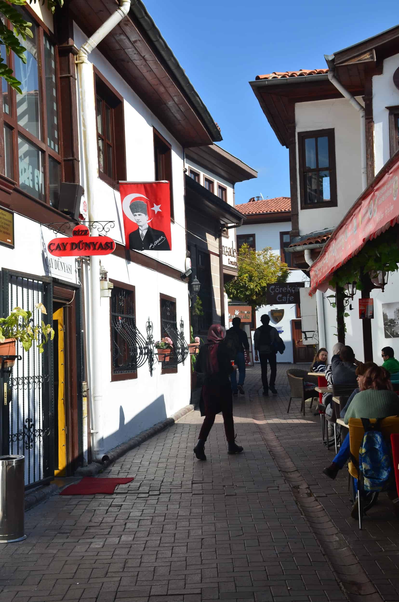 Narrow street with Ottoman homes in Hamamönü, Ankara, Turkey