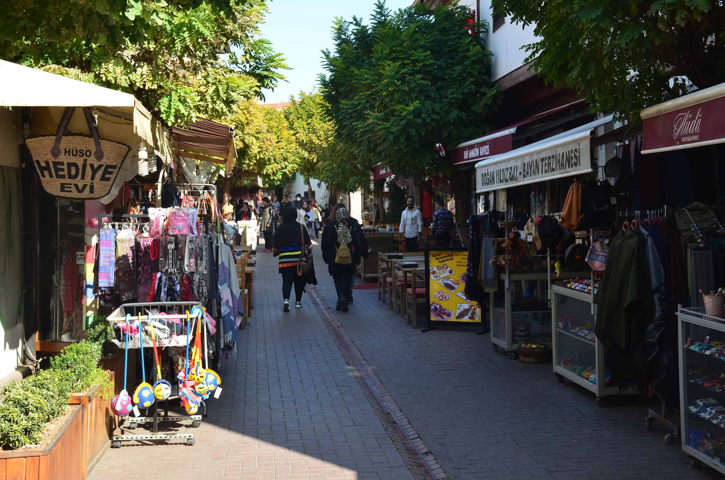 Street full of handicraft and souvenir shops in Hamamönü, Ankara, Turkey