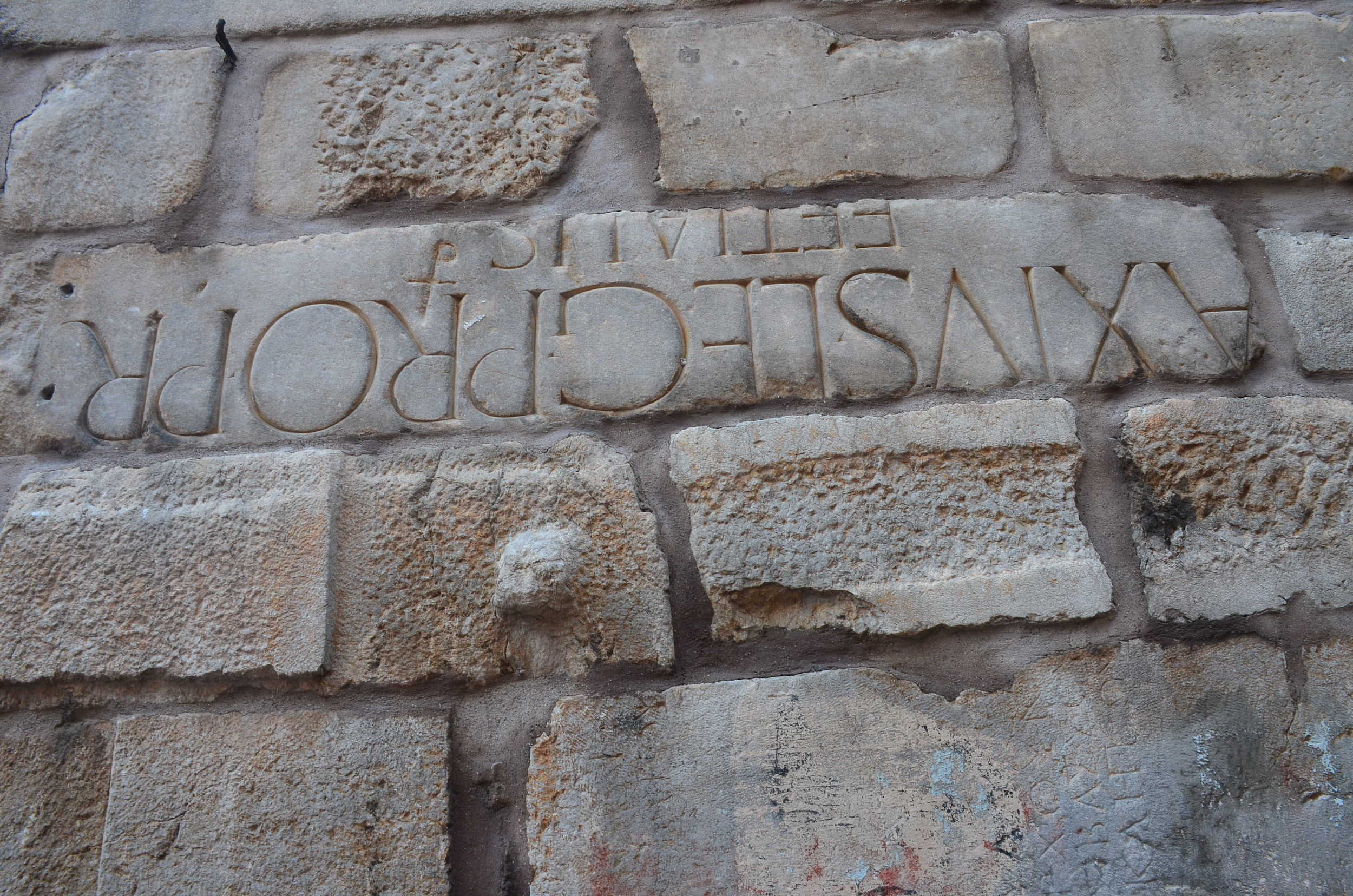 Roman inscription at Ankara Castle in Ankara, Turkey