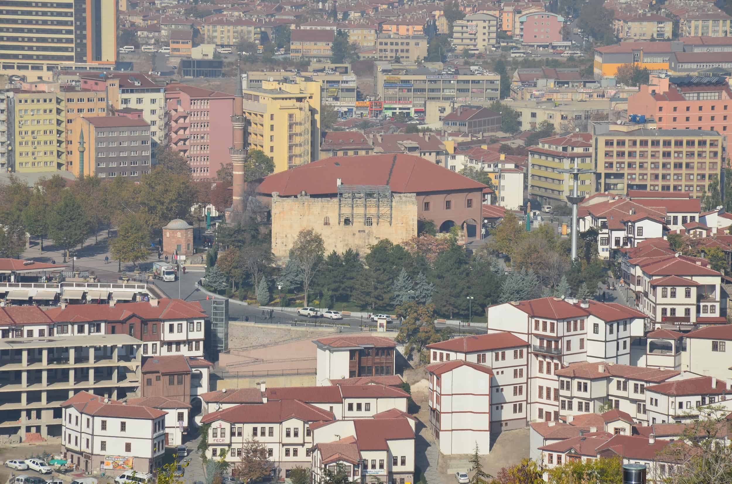 Temple of Augustus (front) and Hacı Bayram Mosque (rear) from East Tower