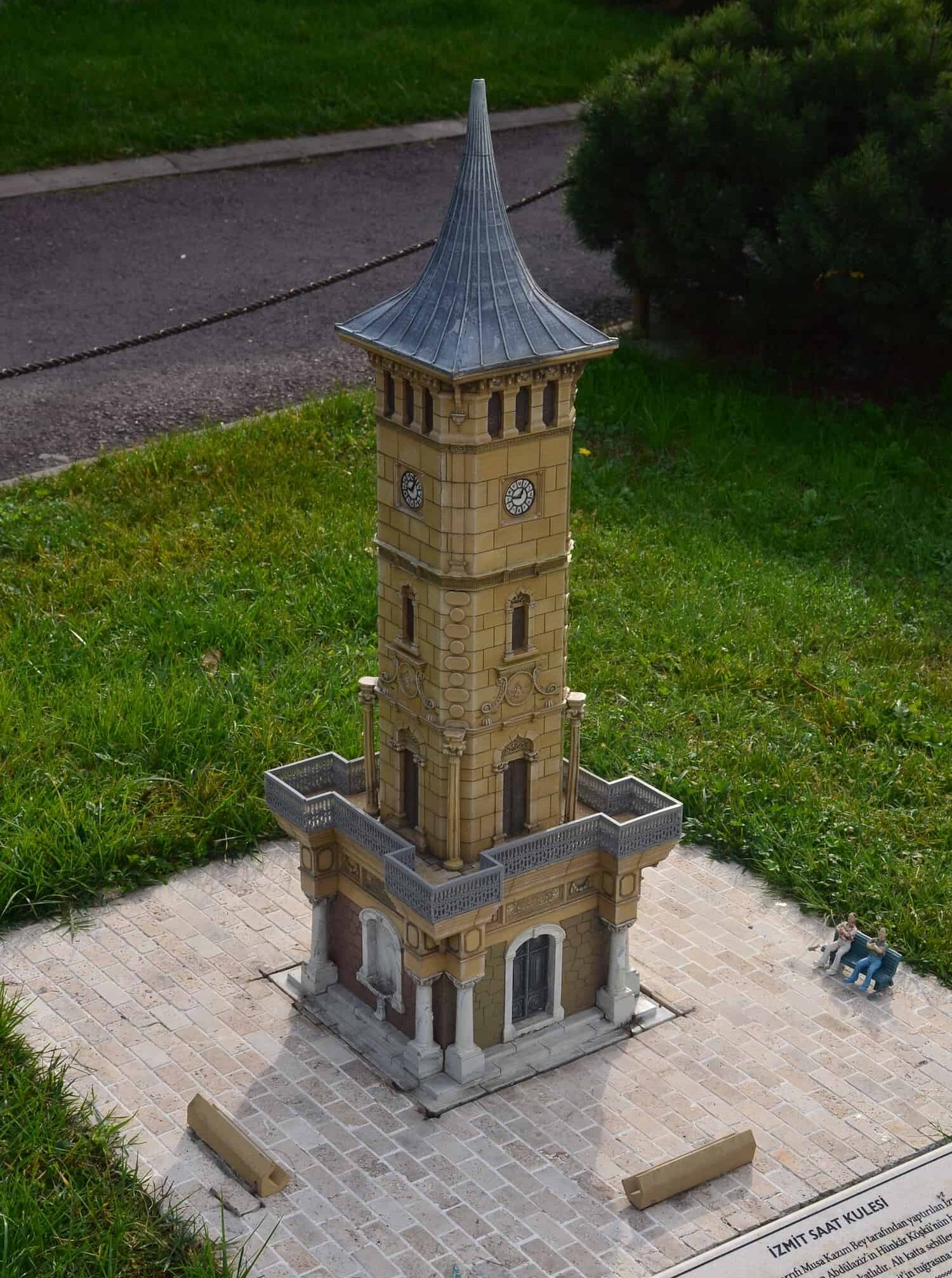 Model of the Izmit Clock Tower at Miniatürk in Istanbul, Turkey