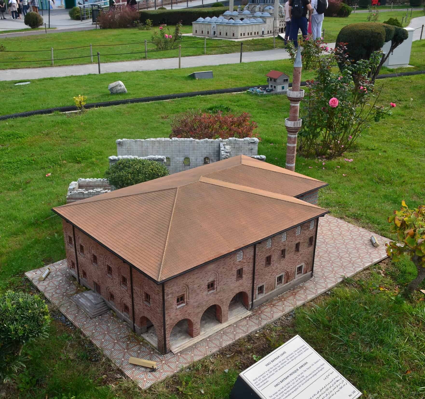 Model of the Hacı Bayram Mosque, 15th century, and Temple of Augustus, 1st century, Ankara at Miniatürk in Istanbul, Turkey