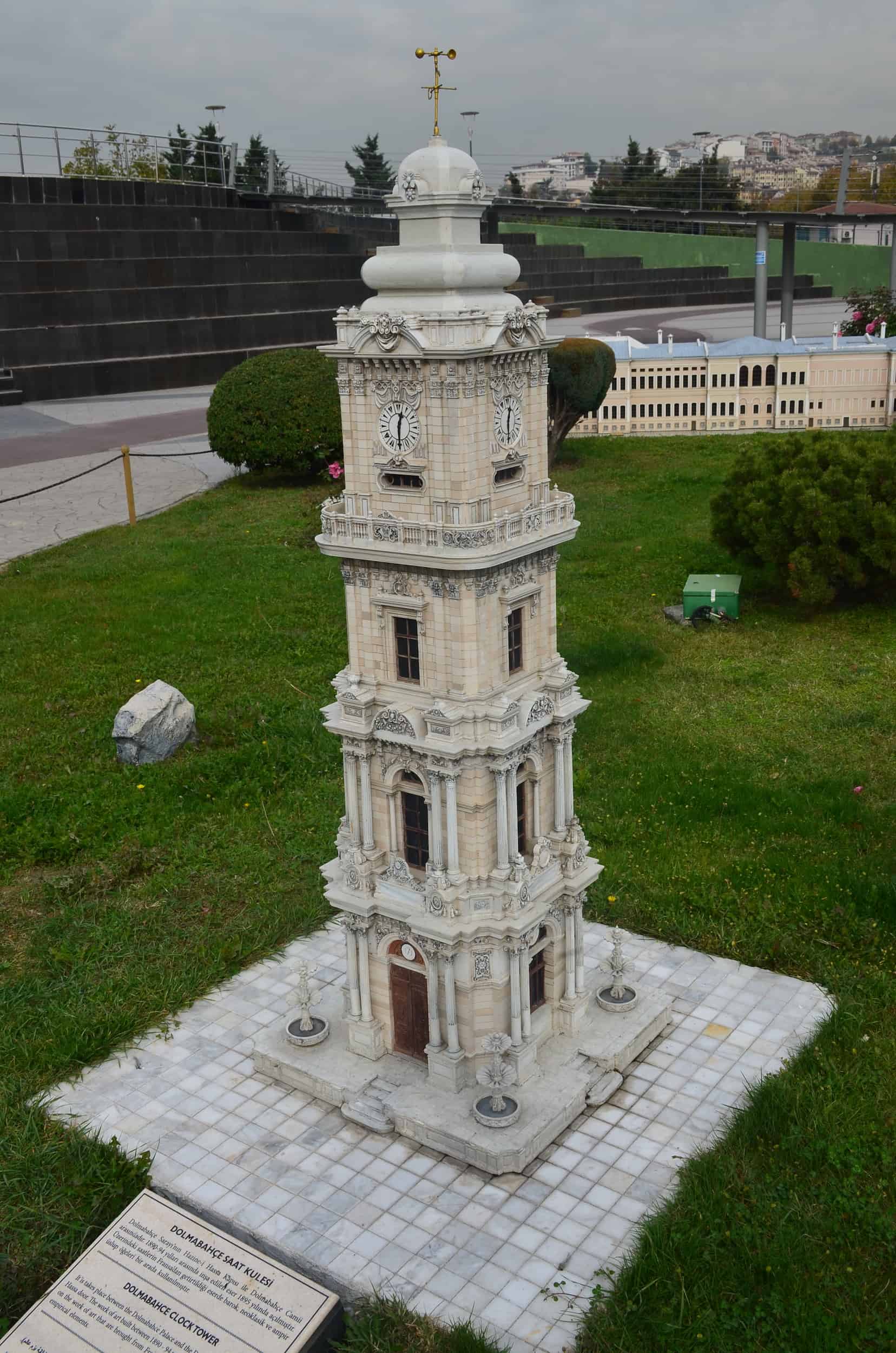 Model of the Dolmabahçe Clock Tower, Dolmabahçe, 19th century at Miniatürk in Istanbul, Turkey