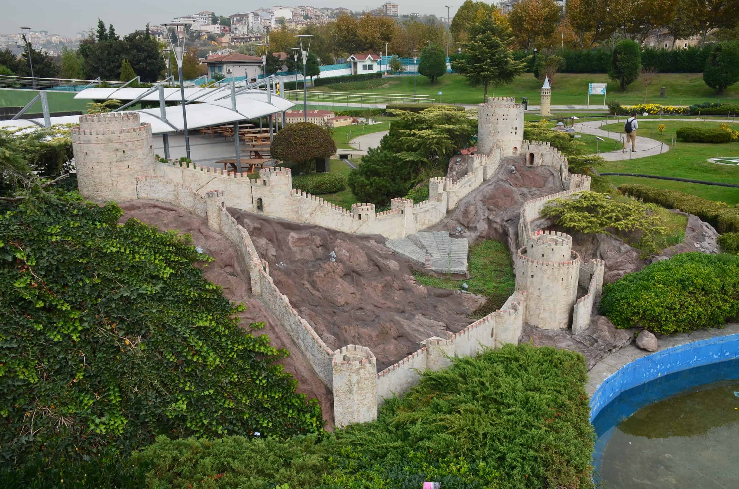 Model of Rumeli Fortress, Rumelihisarı, 15th century at Miniatürk in Istanbul, Turkey