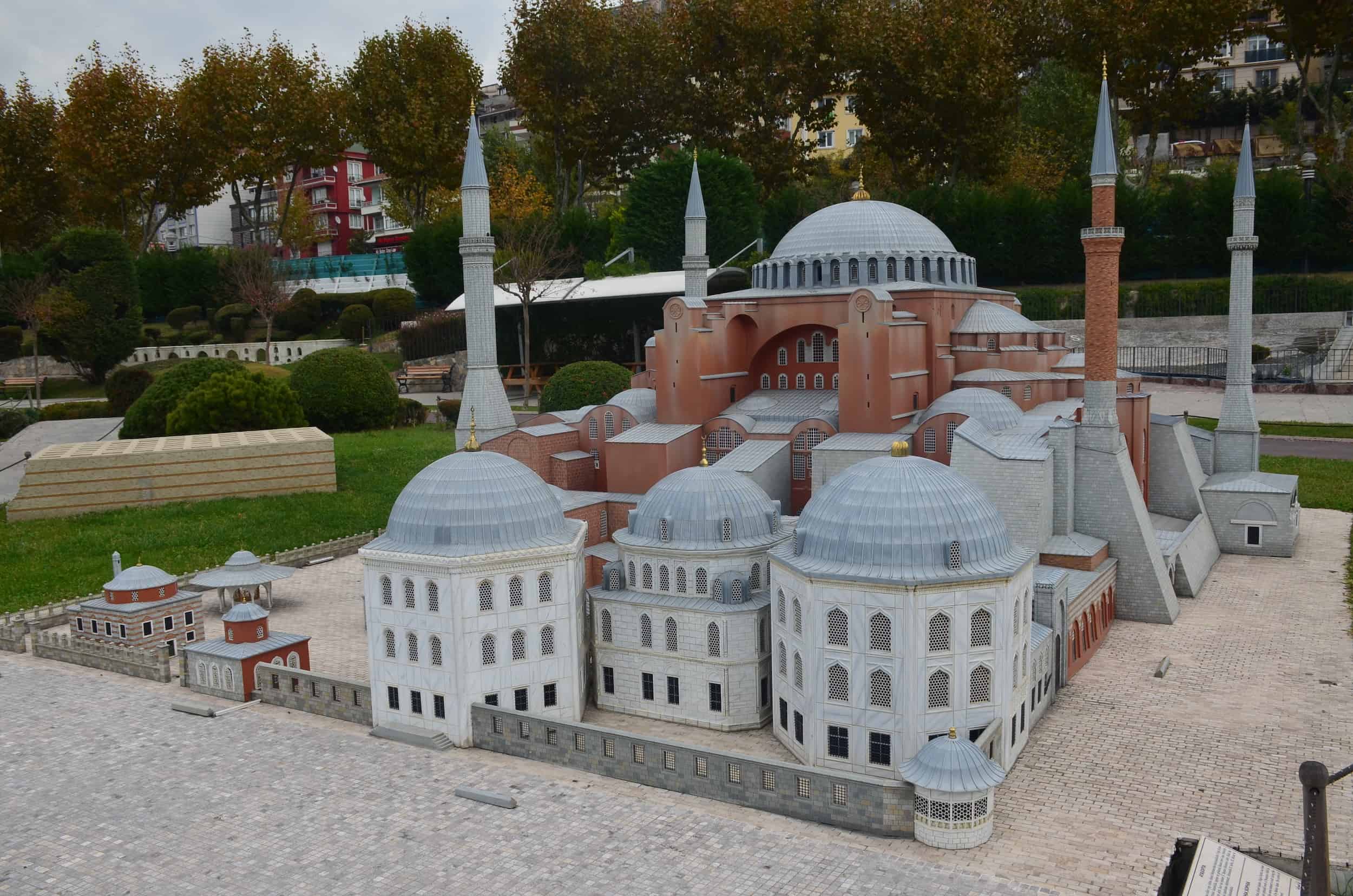 Model of Hagia Sophia, Sultanahmet, 6th century at Miniatürk in Istanbul, Turkey