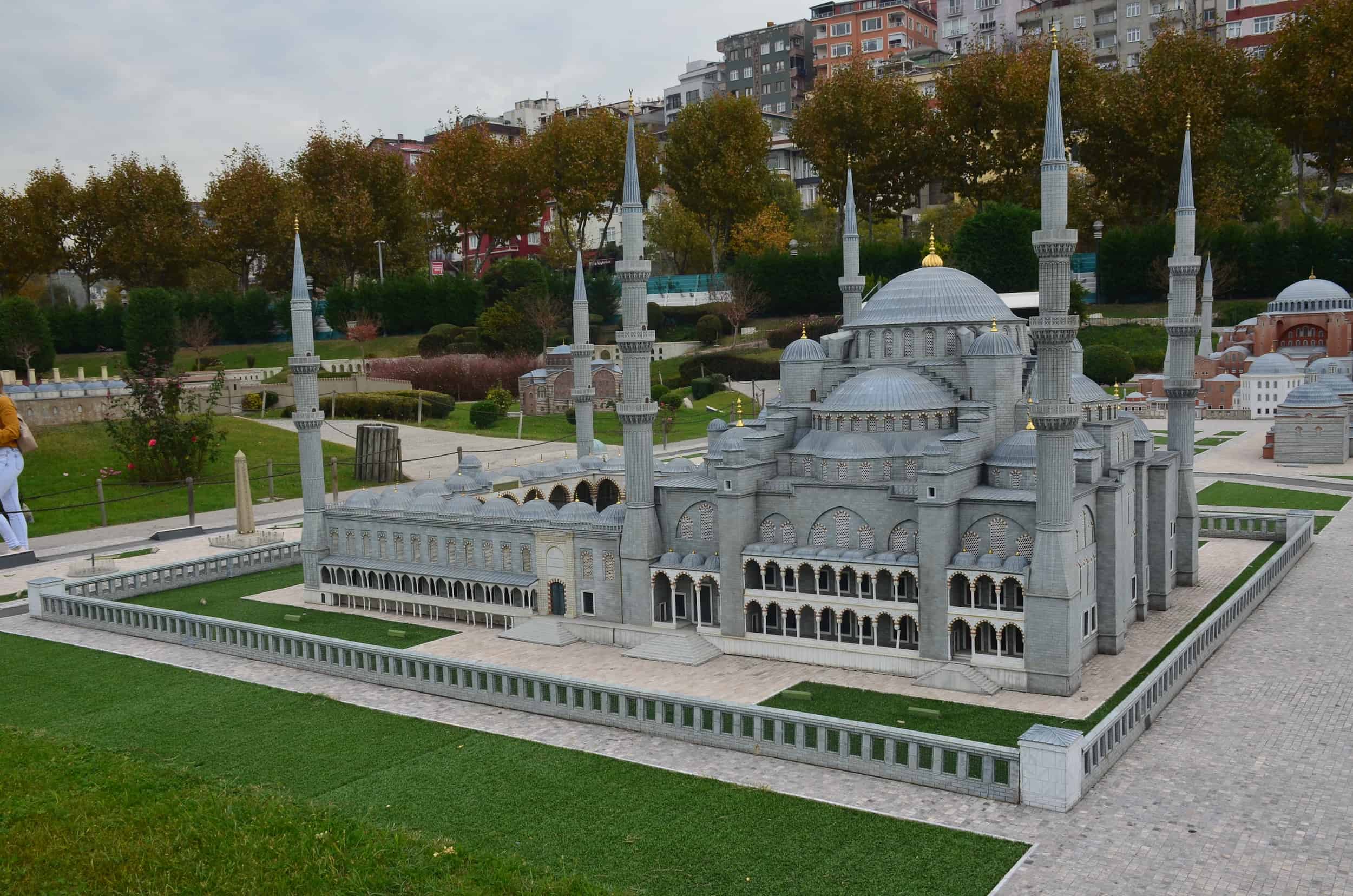 Model of the Blue Mosque, Sultanahmet, 17th century at Miniatürk in Istanbul, Turkey