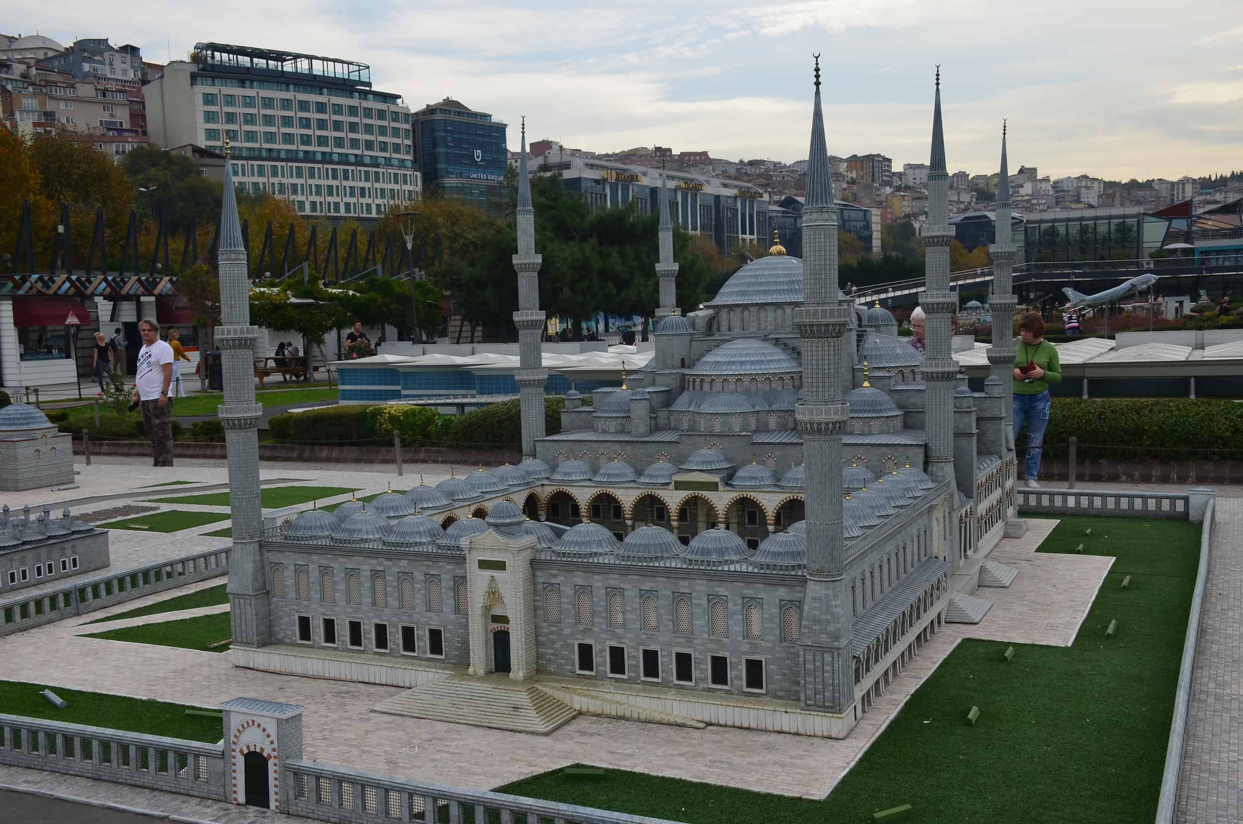 Model of the Blue Mosque, Sultanahmet, 17th century at Miniatürk in Istanbul, Turkey
