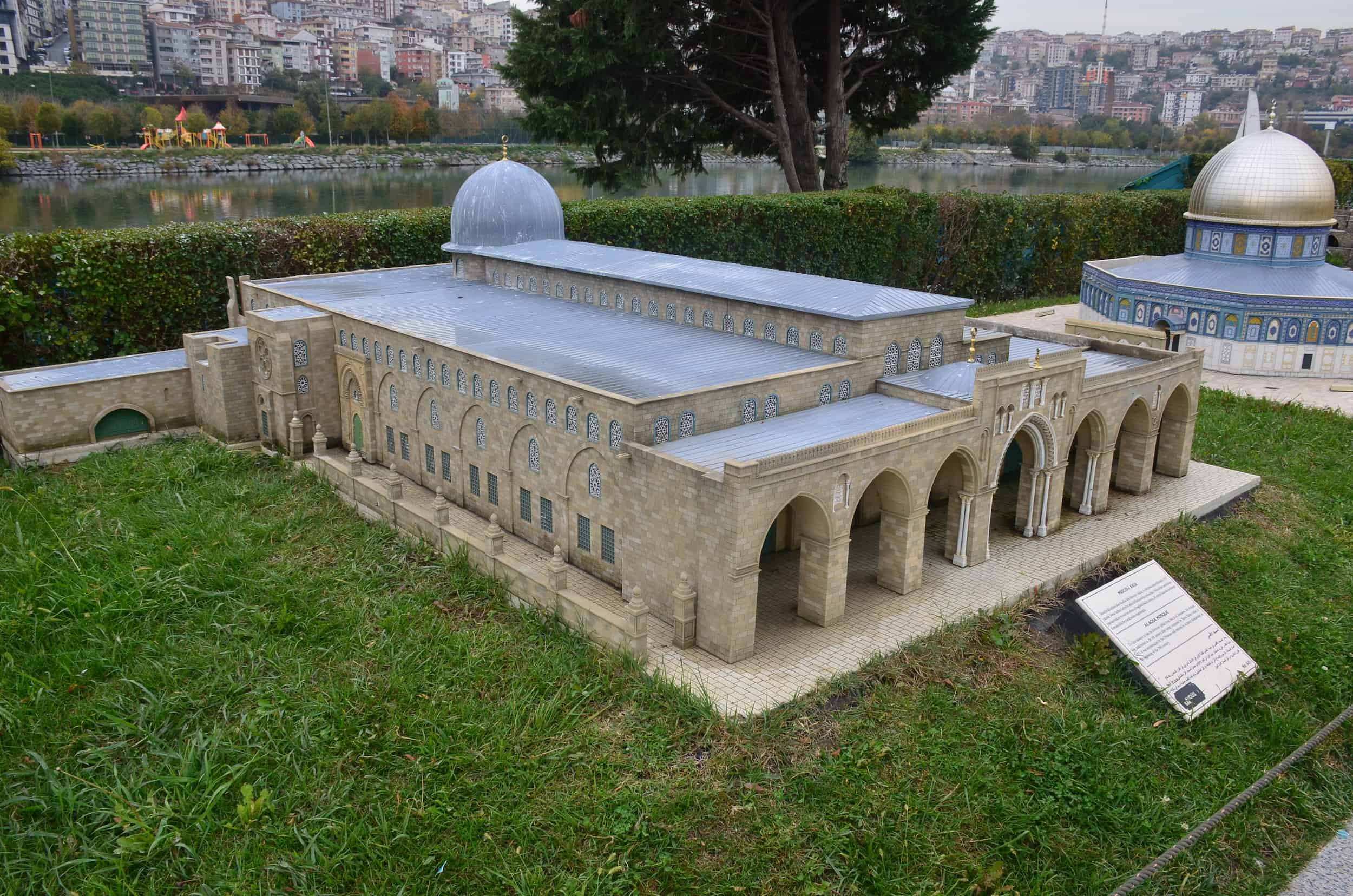 Model of the Al-Aqsa Mosque on the Temple Mount in Jerusalem, 8th century at Miniatürk in Istanbul, Turkey