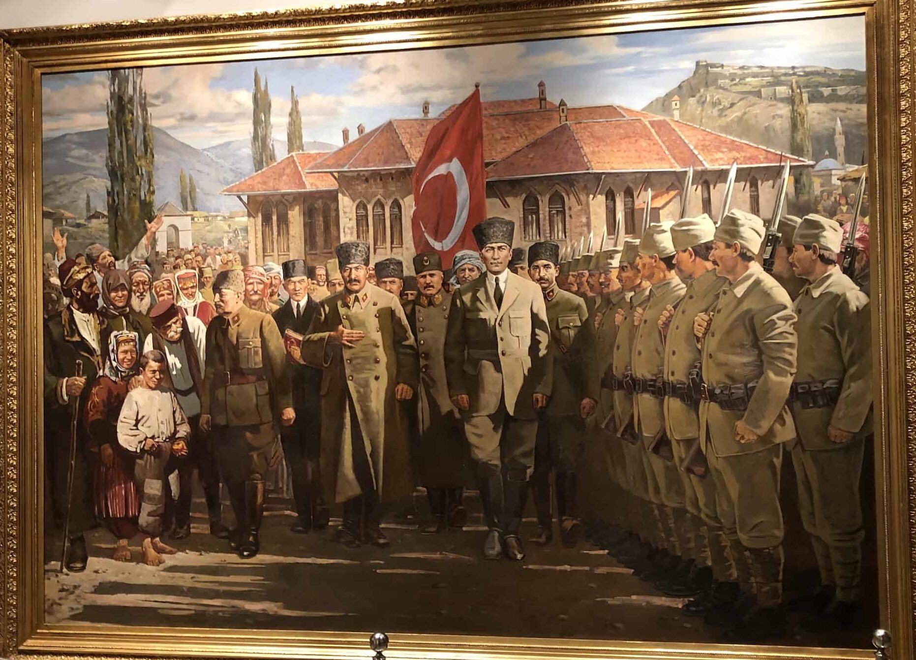Painting of Atatürk marching through Ankara