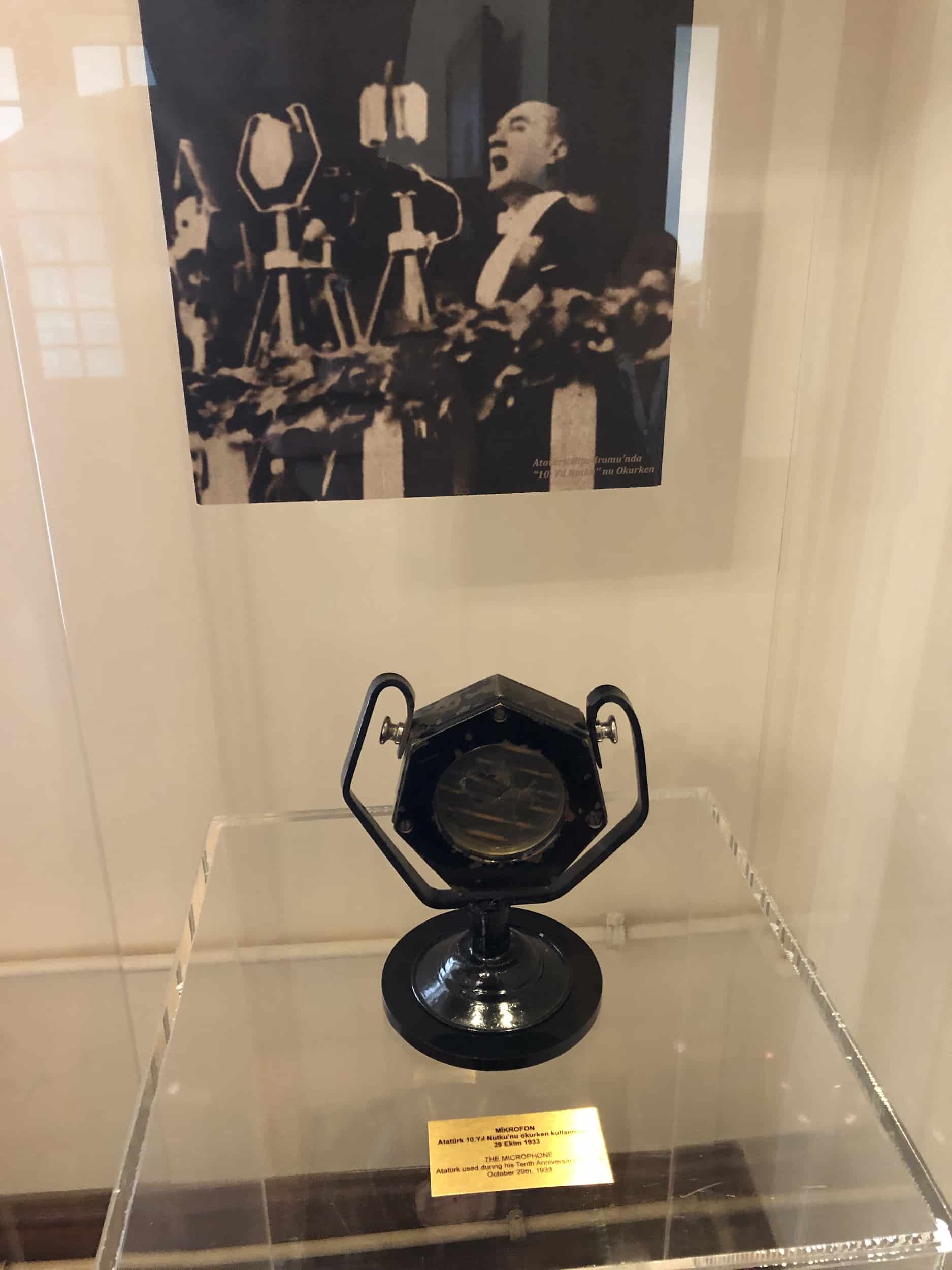 Microphone used by Atatürk during his Tenth Year Speech on October 29, 1933 at the Republic Museum at the Second Grand National Assembly of Turkey in Ulus, Ankara, Turkey
