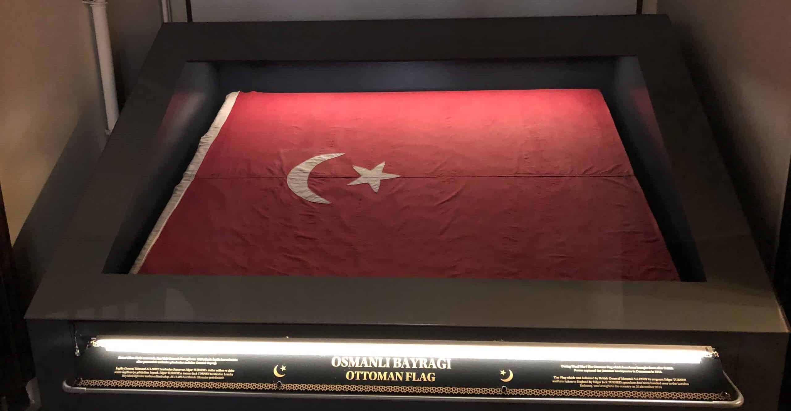 Ottoman flag flown over Ottoman headquarters in Damascus in 1918