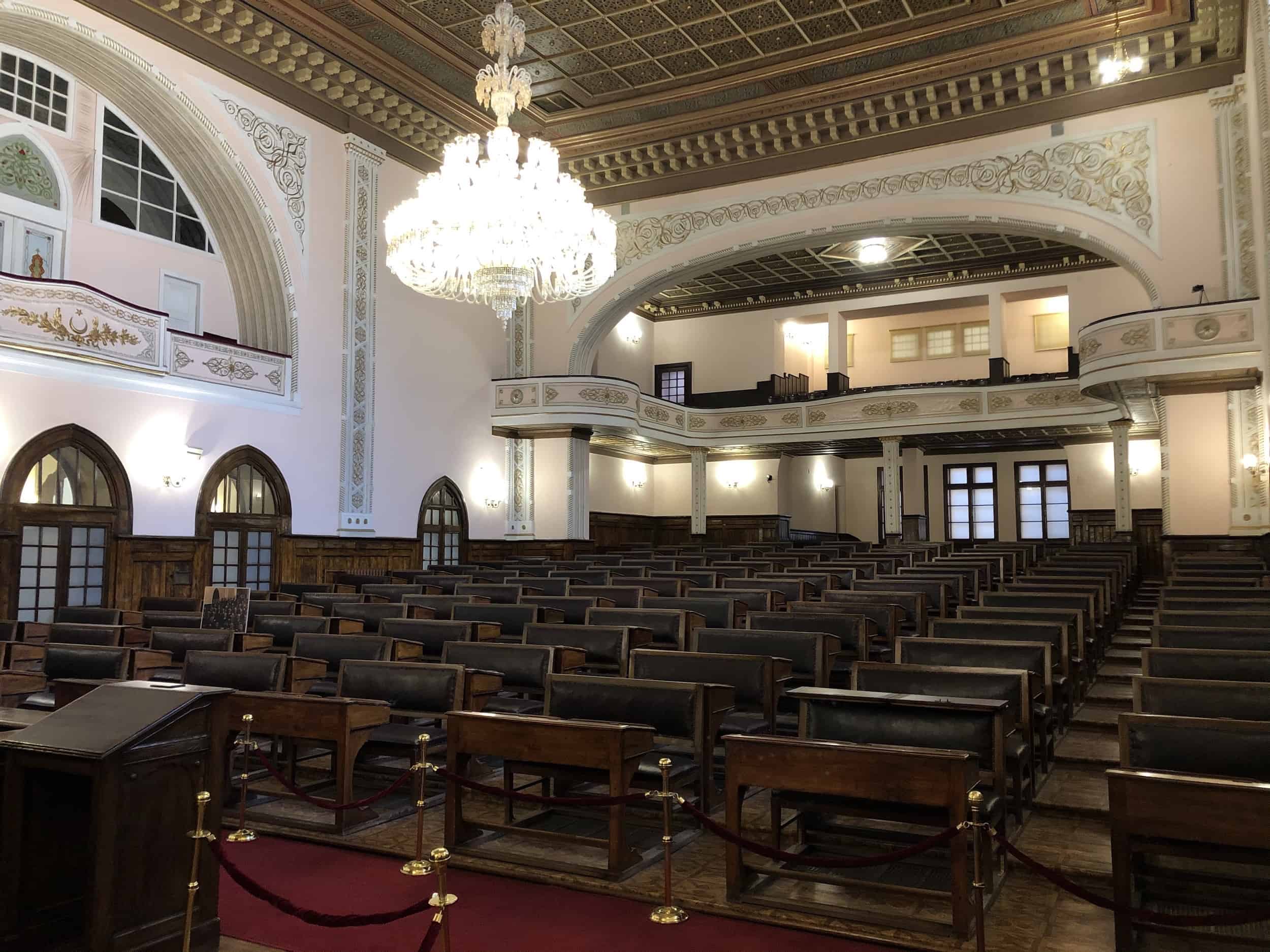 General Assembly Hall at the Republic Museum at the Second Grand National Assembly of Turkey in Ulus, Ankara, Turkey