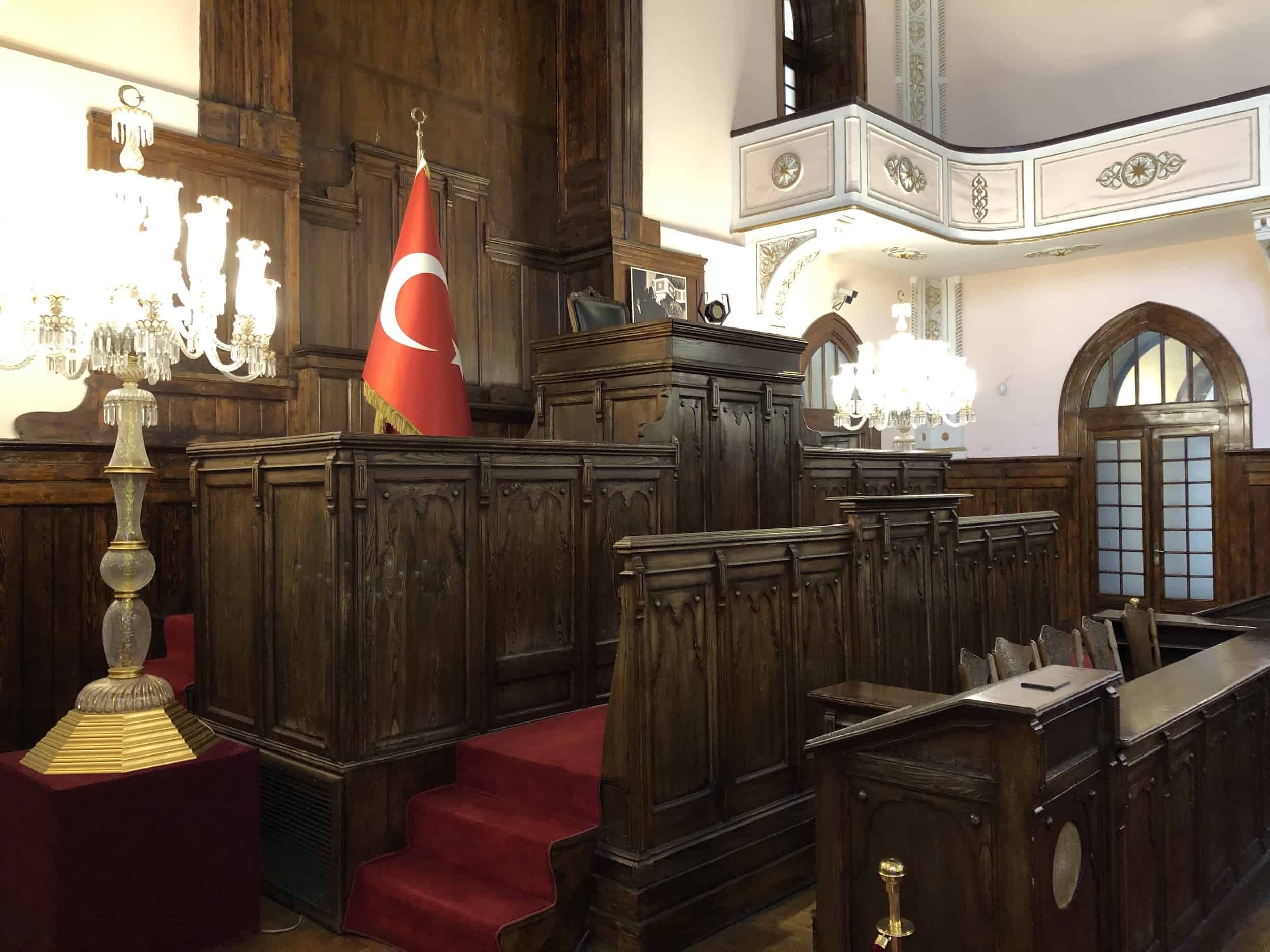 Speaker's chair at the Republic Museum at the Second Grand National Assembly of Turkey in Ulus, Ankara, Turkey