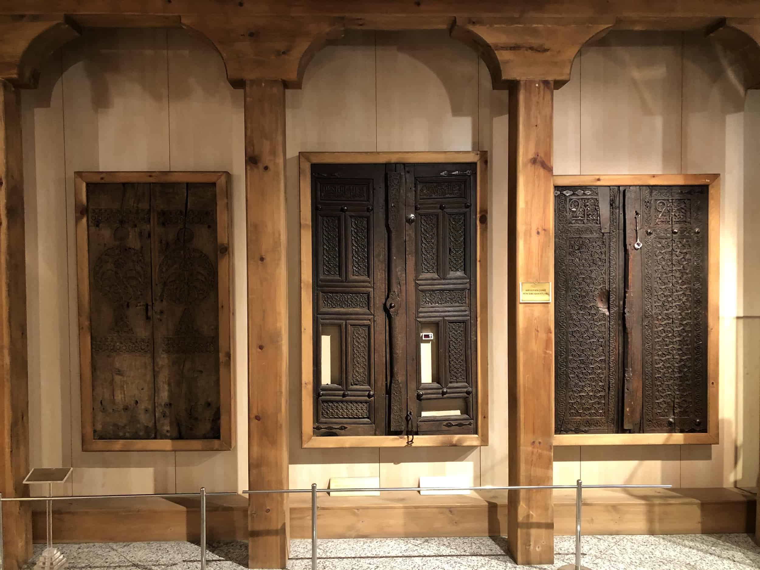 Window shutters from the Ahi Elvan Mosque at the Foundation Works Museum in Ankara, Turkey