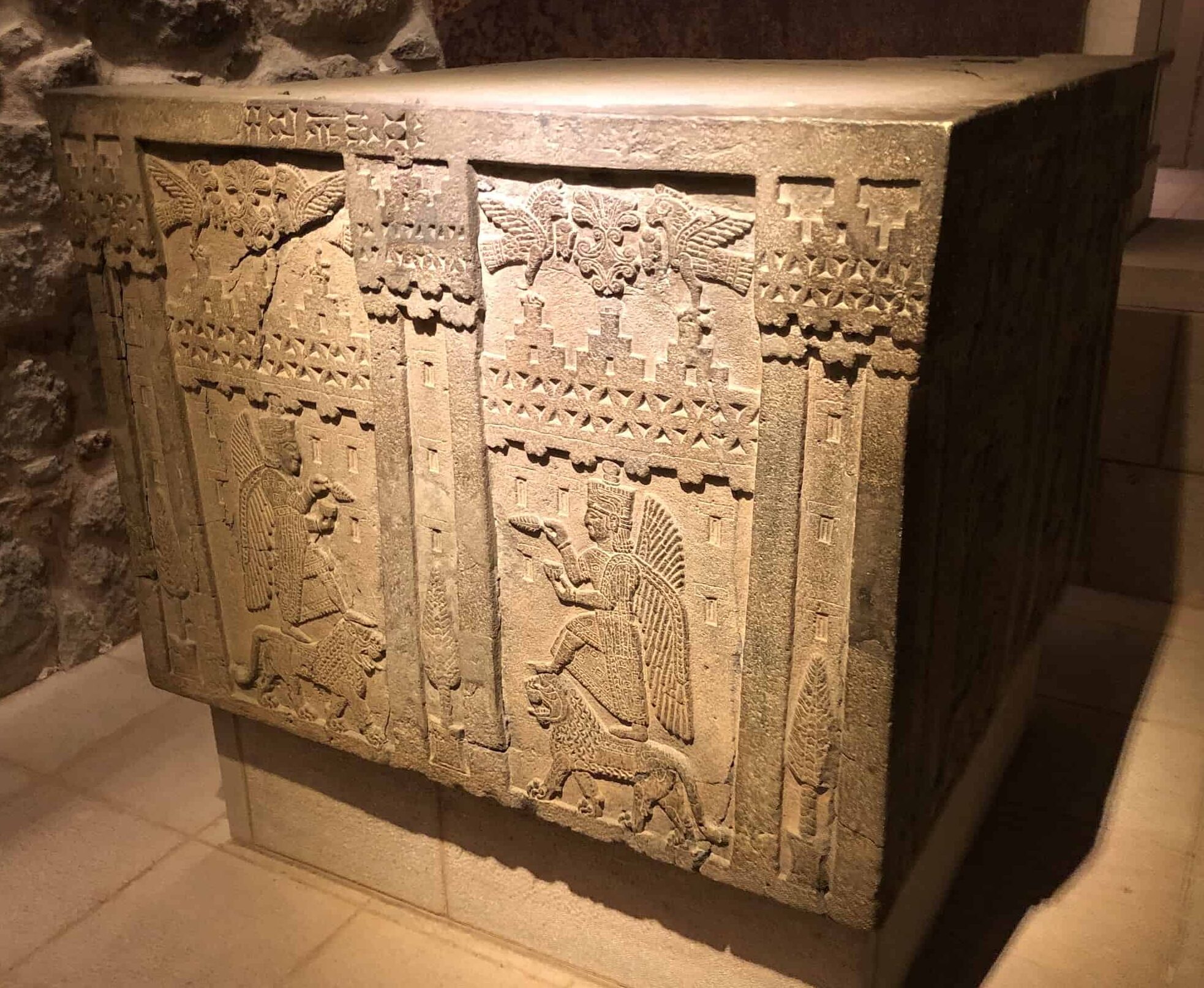 Relief column from the Kef Citadel at Adilcevaz at the Museum of Anatolian Civilizations in Ankara, Turkey