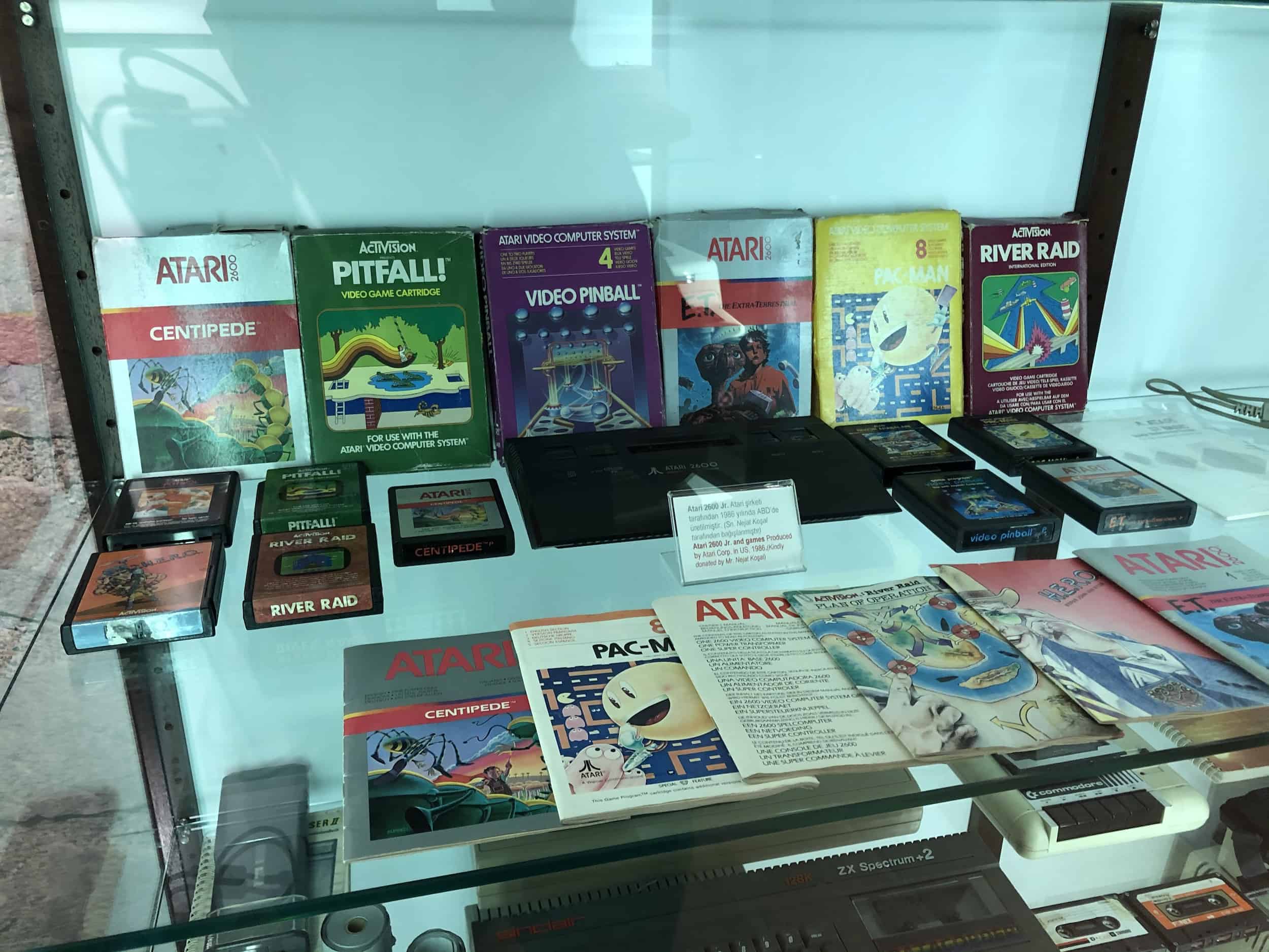 Atari 2600 Jr. and games and console at the Rahmi M. Koç Museum in Ankara, Turkey