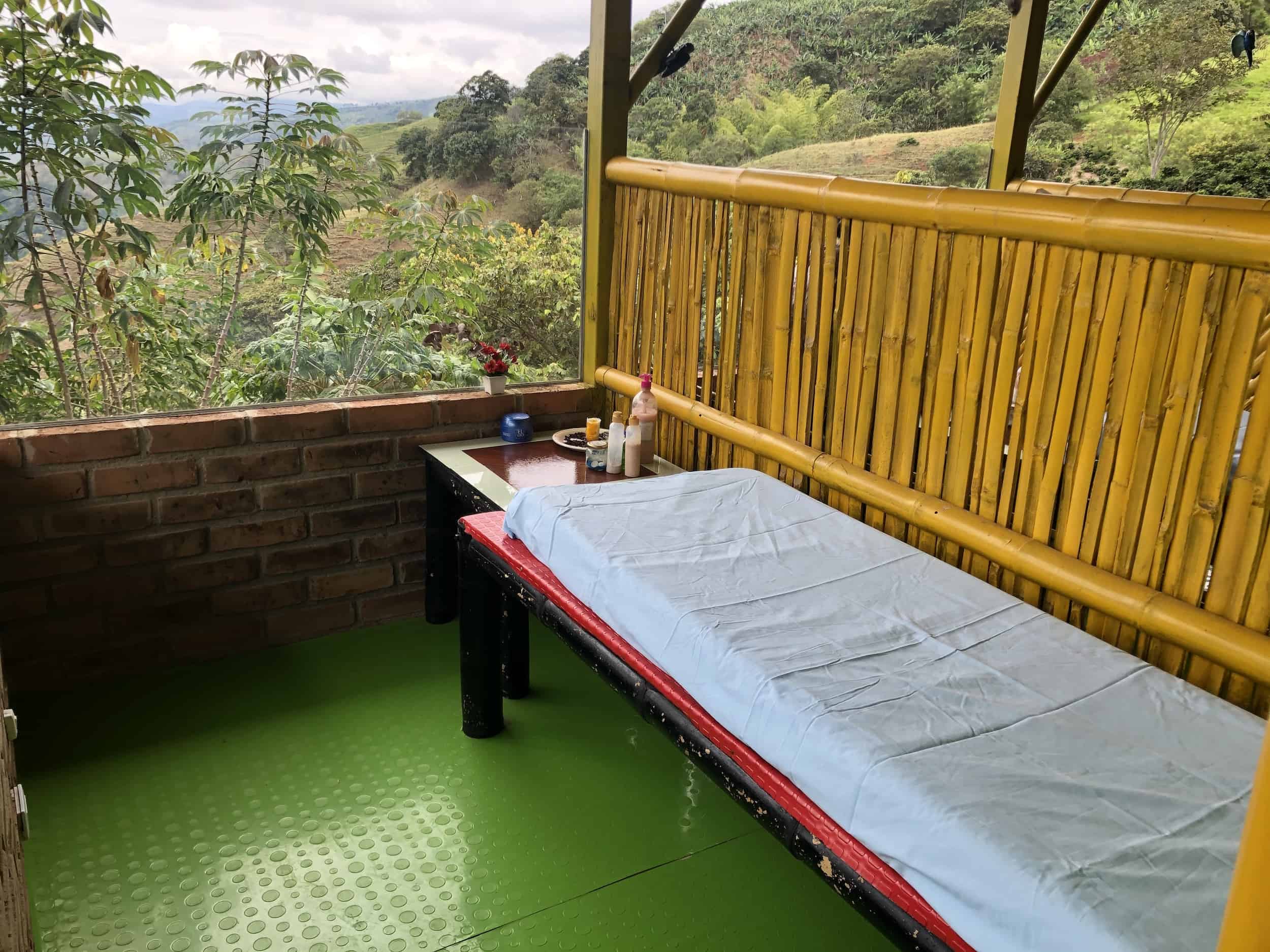 Massage table at Ecohotel Spa Caucayá in Belén de Umbría, Risaralda, Colombia