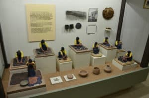 Pottery exhibit in the museum at the San Ildefonso Pueblo in New Mexico