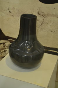 Pottery made by Maria Martinez in the museum at the San Ildefonso Pueblo in New Mexico
