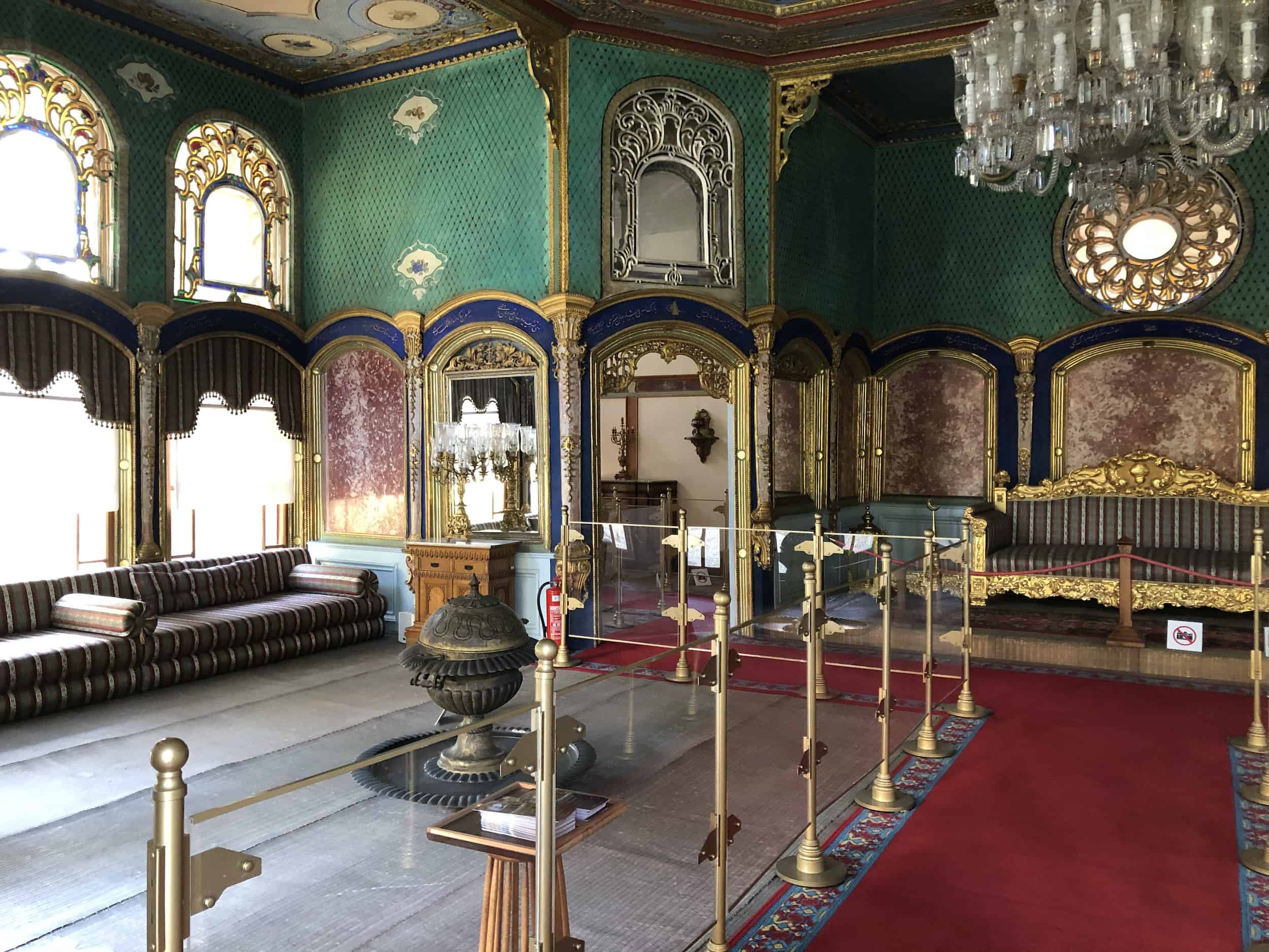 Left side of the audience hall at Aynalıkavak Pavilion in Hasköy, Istanbul, Turkey