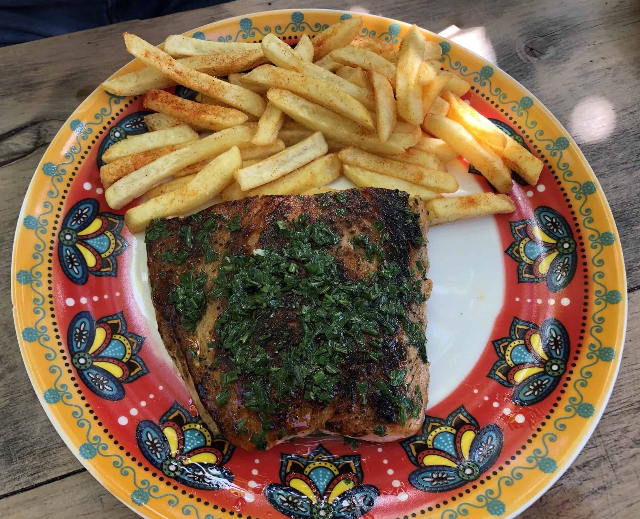 Grilled salmon at Balcón del Valle