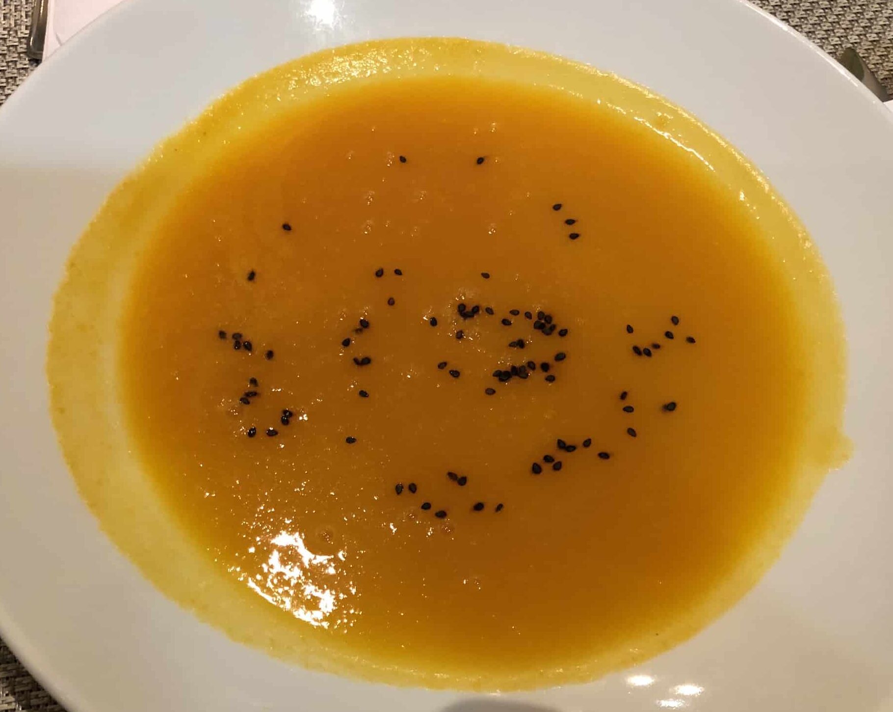 Pumpkin soup at Ébano at the Movich Hotel
