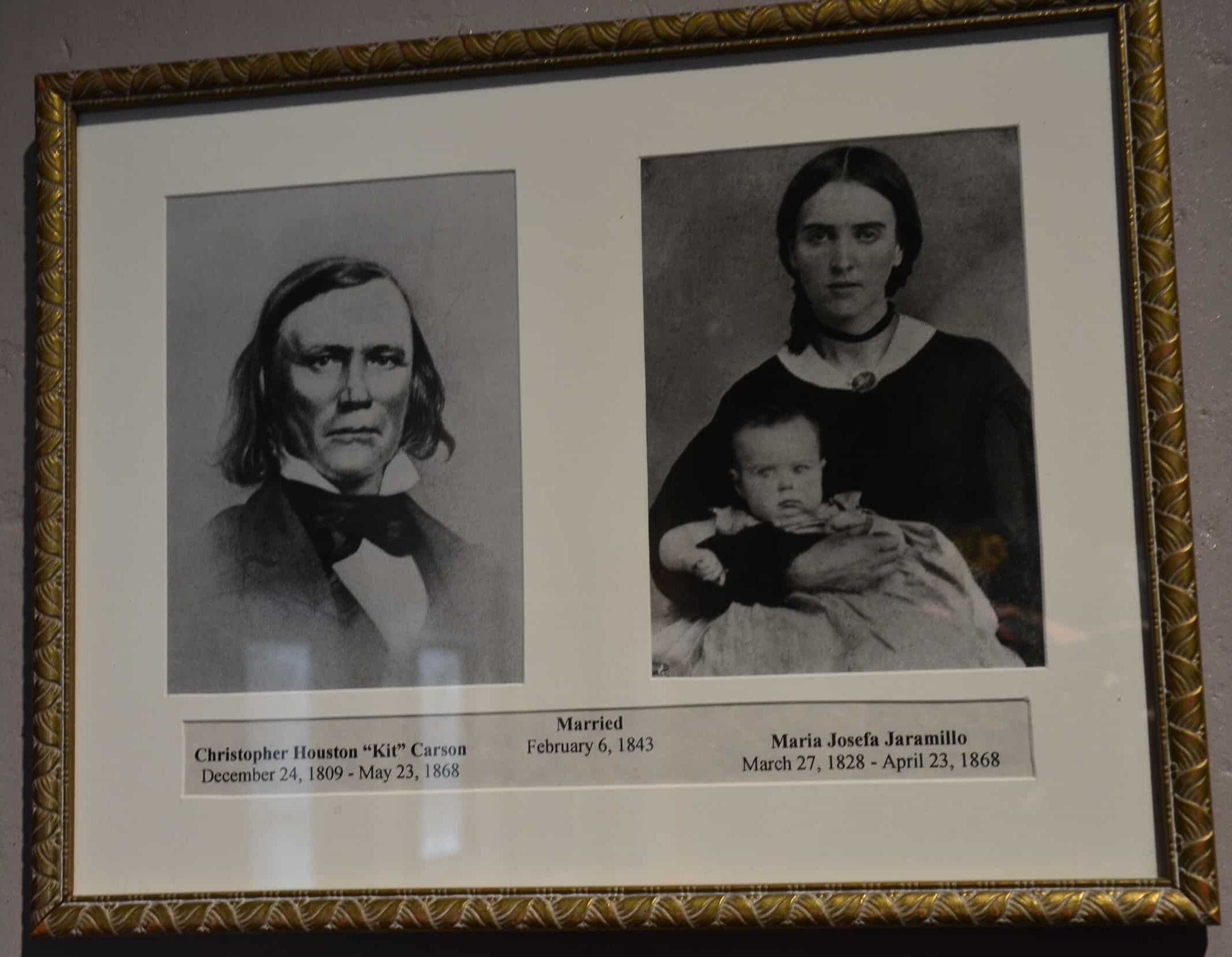 Photos of Kit Carson and Josefa Jaramillo at the Kit Carson Home and Museum in Taos, New Mexico