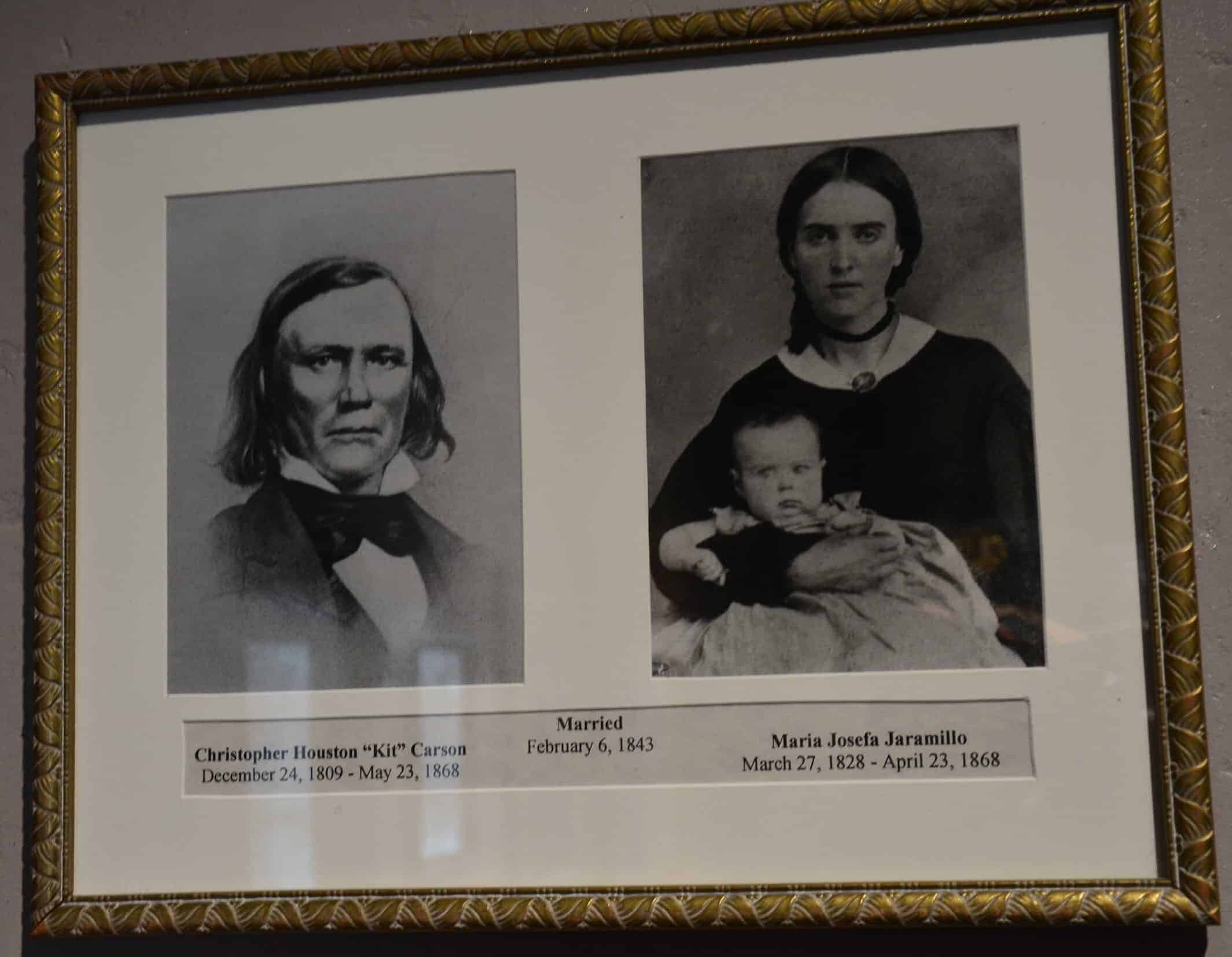 Photos of Kit Carson and Josefa Jaramillo at the Kit Carson Home and Museum in Taos, New Mexico