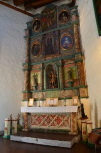 Altar screen at San Miguel Chapel in Santa Fe, New Mexico