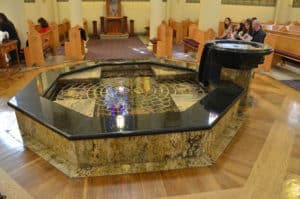 Baptismal font at Saint Francis Cathedral in Santa Fe, New Mexico