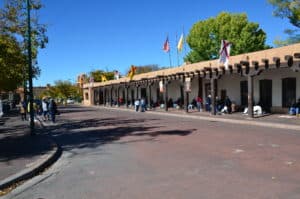 Palace of the Governors on Santa Fe Plaza in Santa Fe, New Mexico