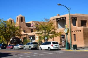 New Mexico Museum of Art on Santa Fe Plaza in Santa Fe, New Mexico