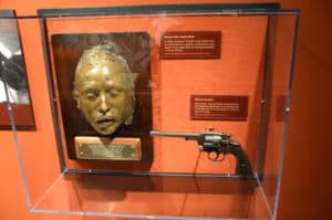 Death mask and revolver of Pancho Villa at the New Mexico History Museum in Santa Fe, New Mexico