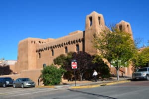 New Mexico Museum of Art on Santa Fe Plaza in Santa Fe, New Mexico