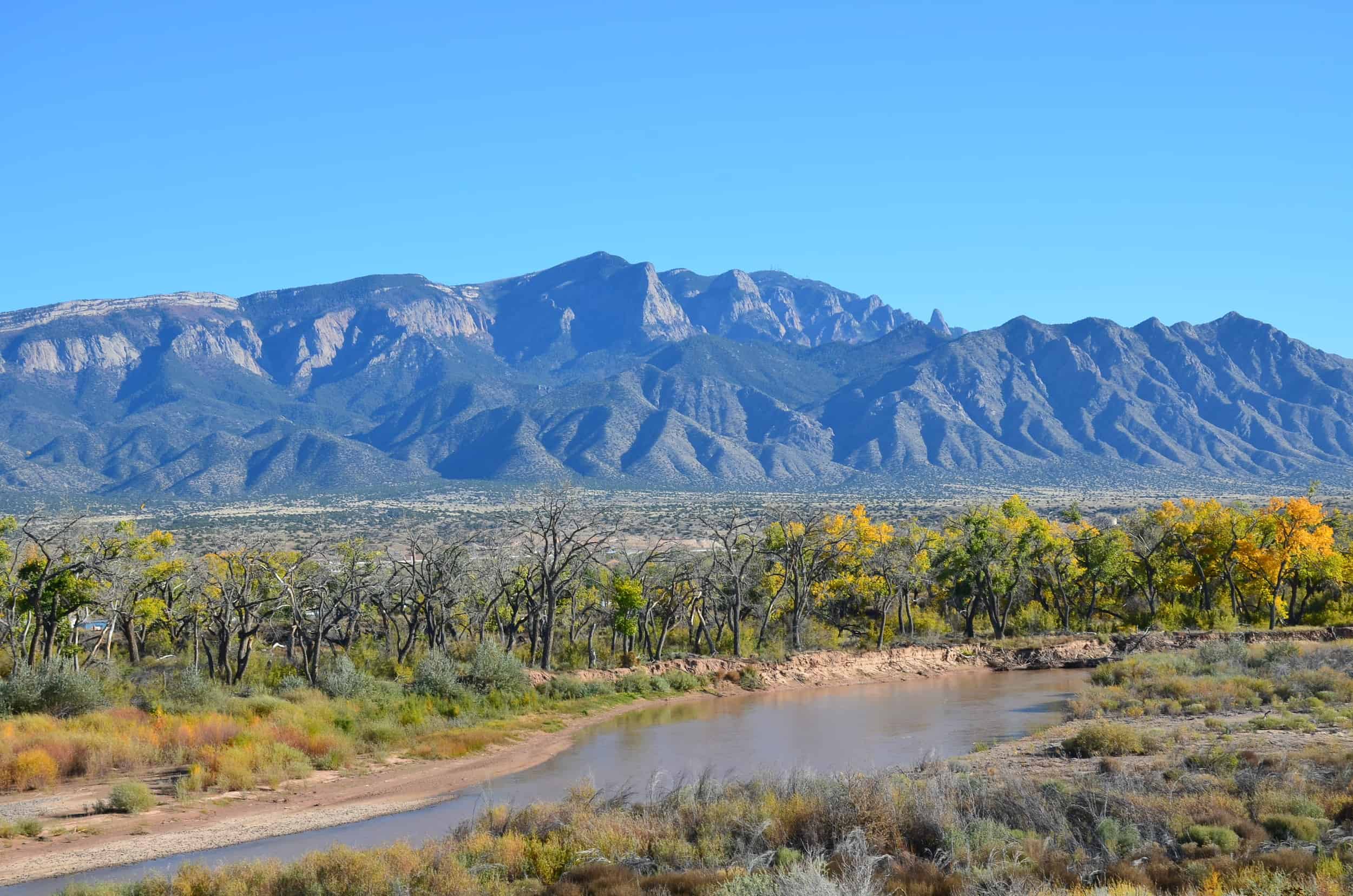 Sandia Mountains at Coronado Historic Site in Bernalillo, New Mexico