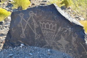 Petroglyphs along Mesa Point Trail at Boca Negra Canyon, Petroglyph National Monument in Albuquerque, New Mexico