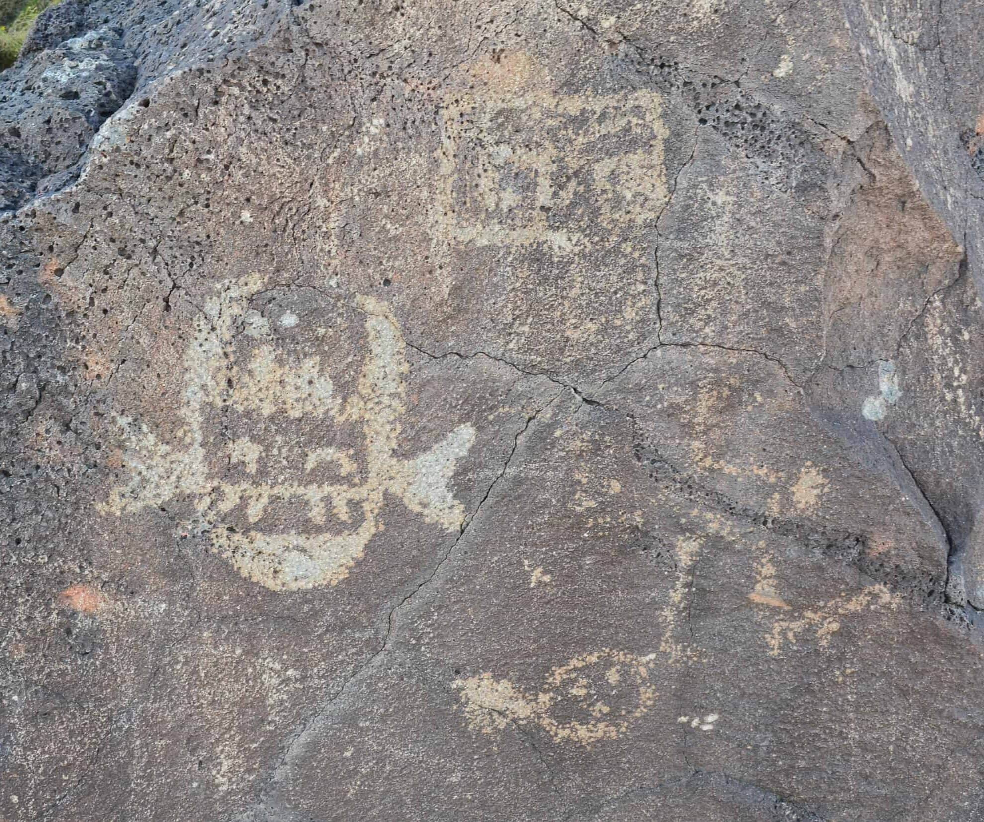 Petroglyphs along Cliff Base Trail at Boca Negra Canyon, Petroglyph National Monument in Albuquerque, New Mexico