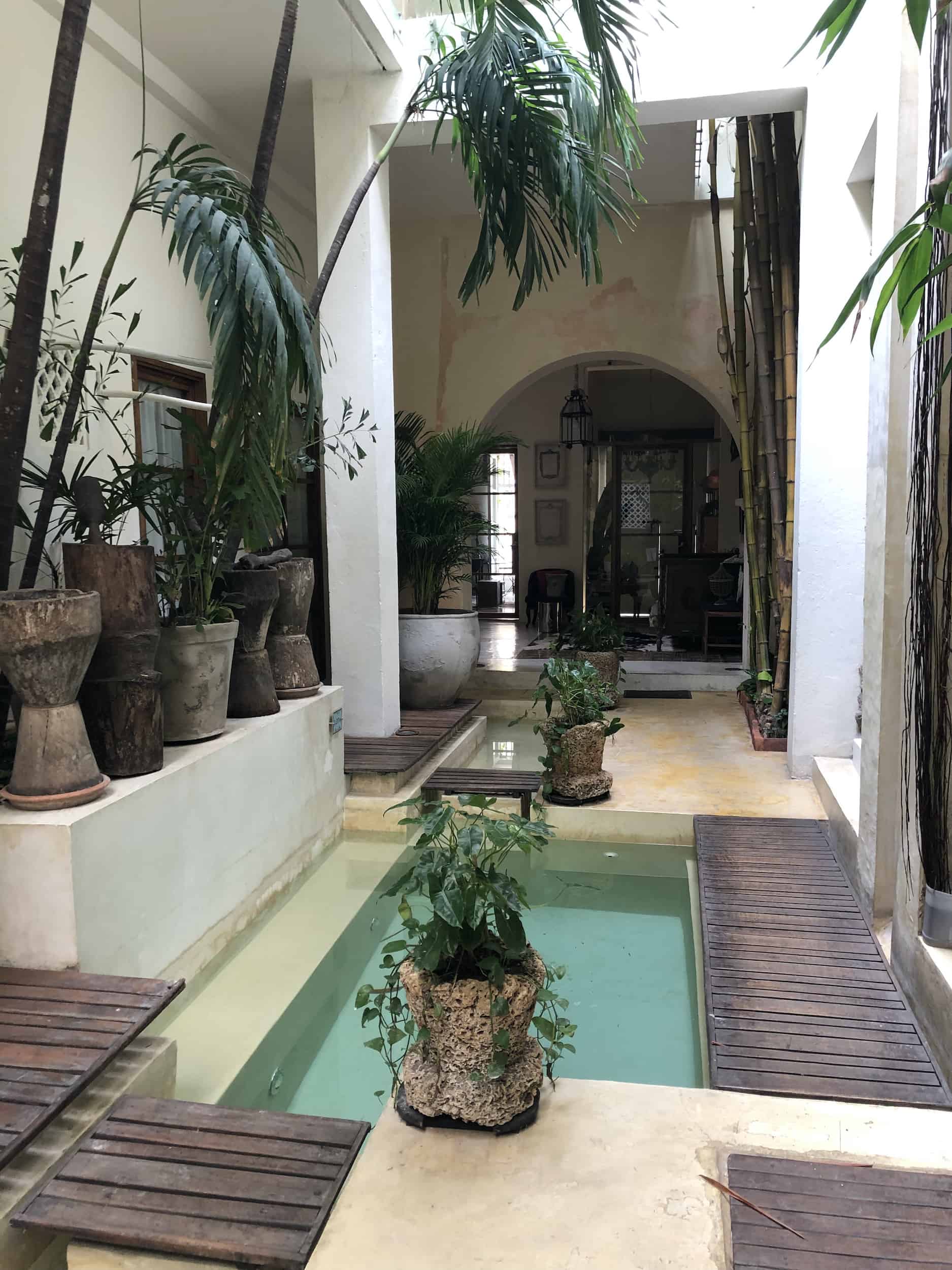 Corridor with pools at Casa Lola in Getsemaní, Cartagena, Colombia