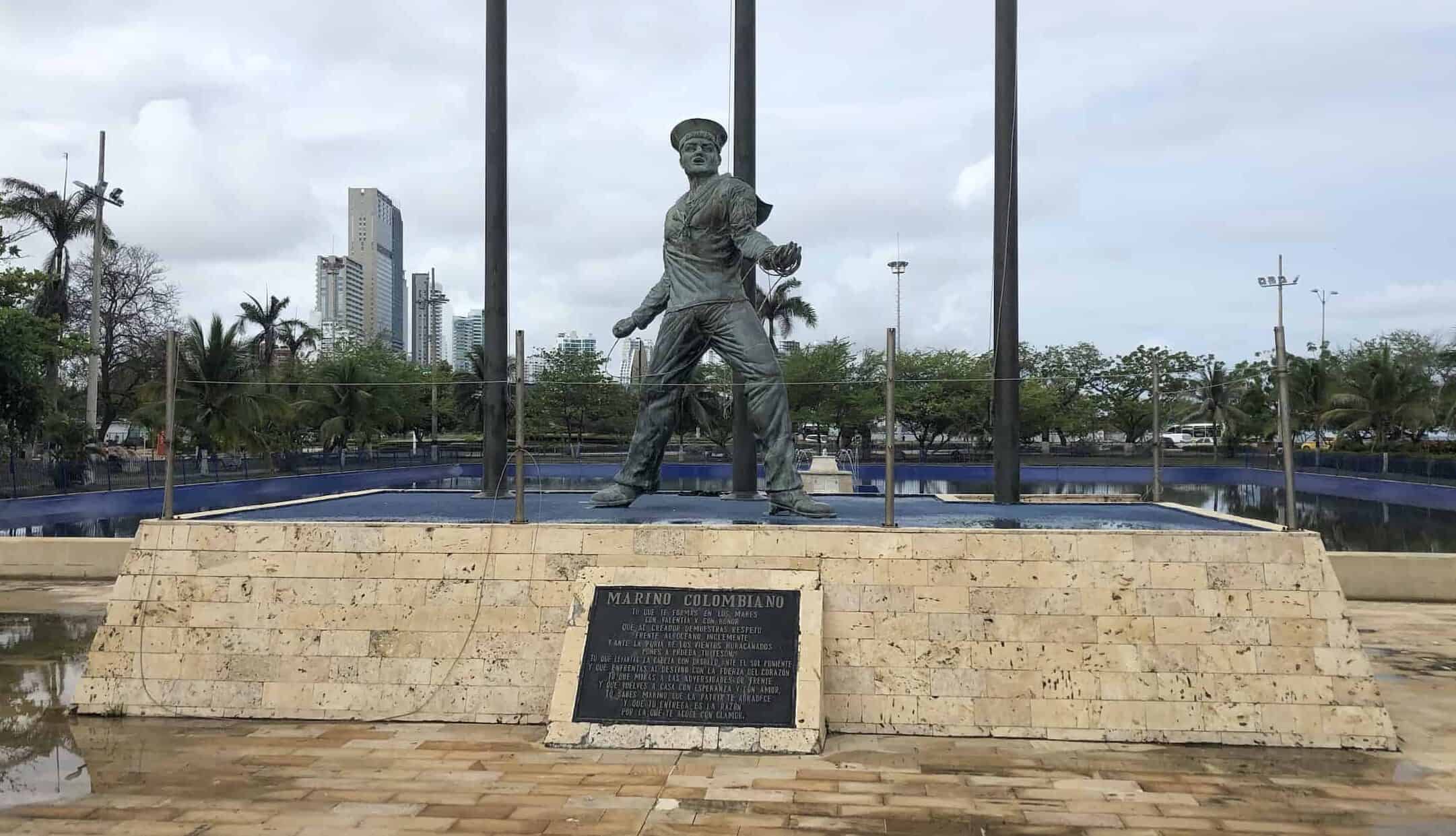 Colombian sailor monument at Parque de la Marina in Cartagena, Colombia