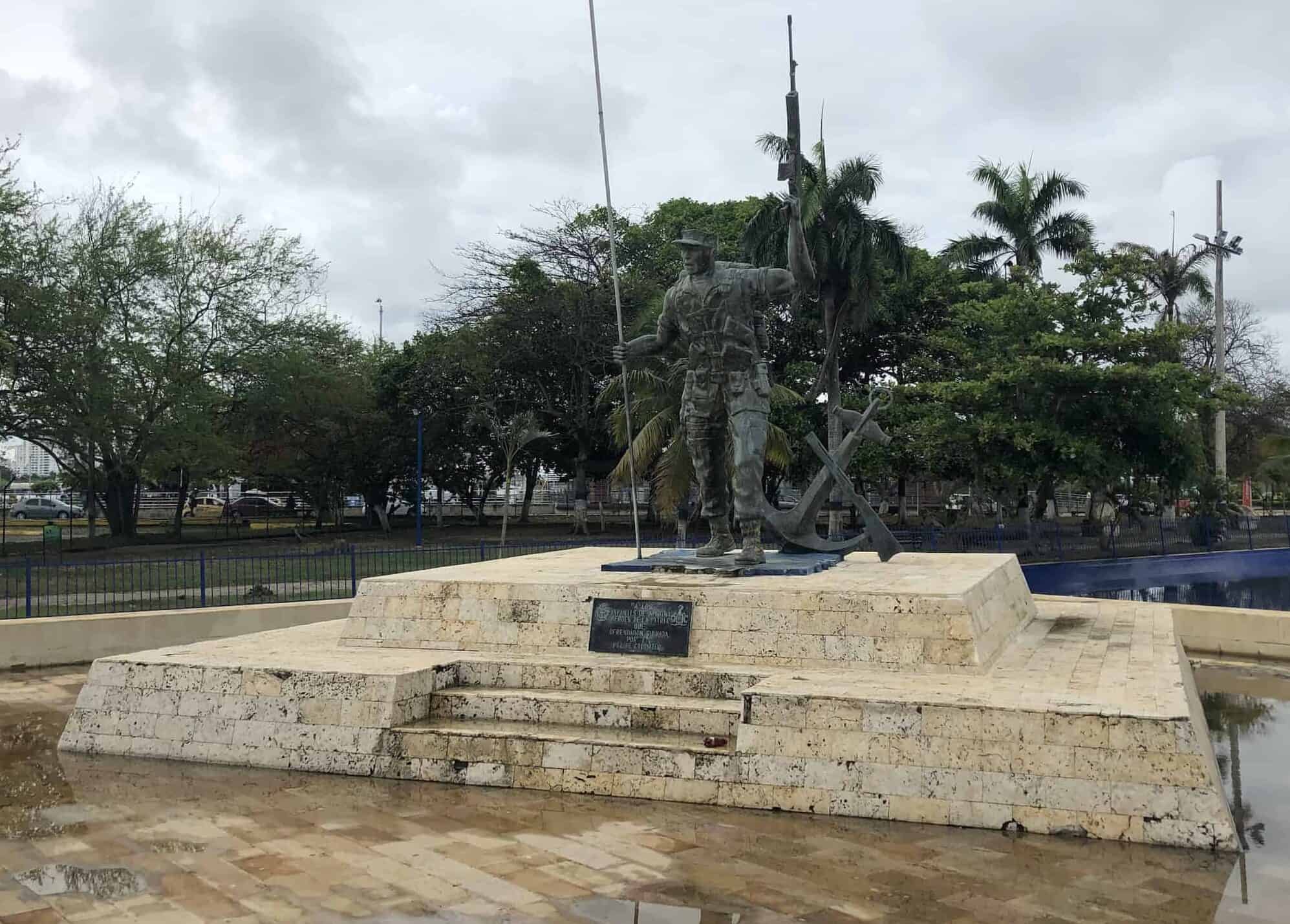 Naval infantry monument at Parque de la Marina in Cartagena, Colombia