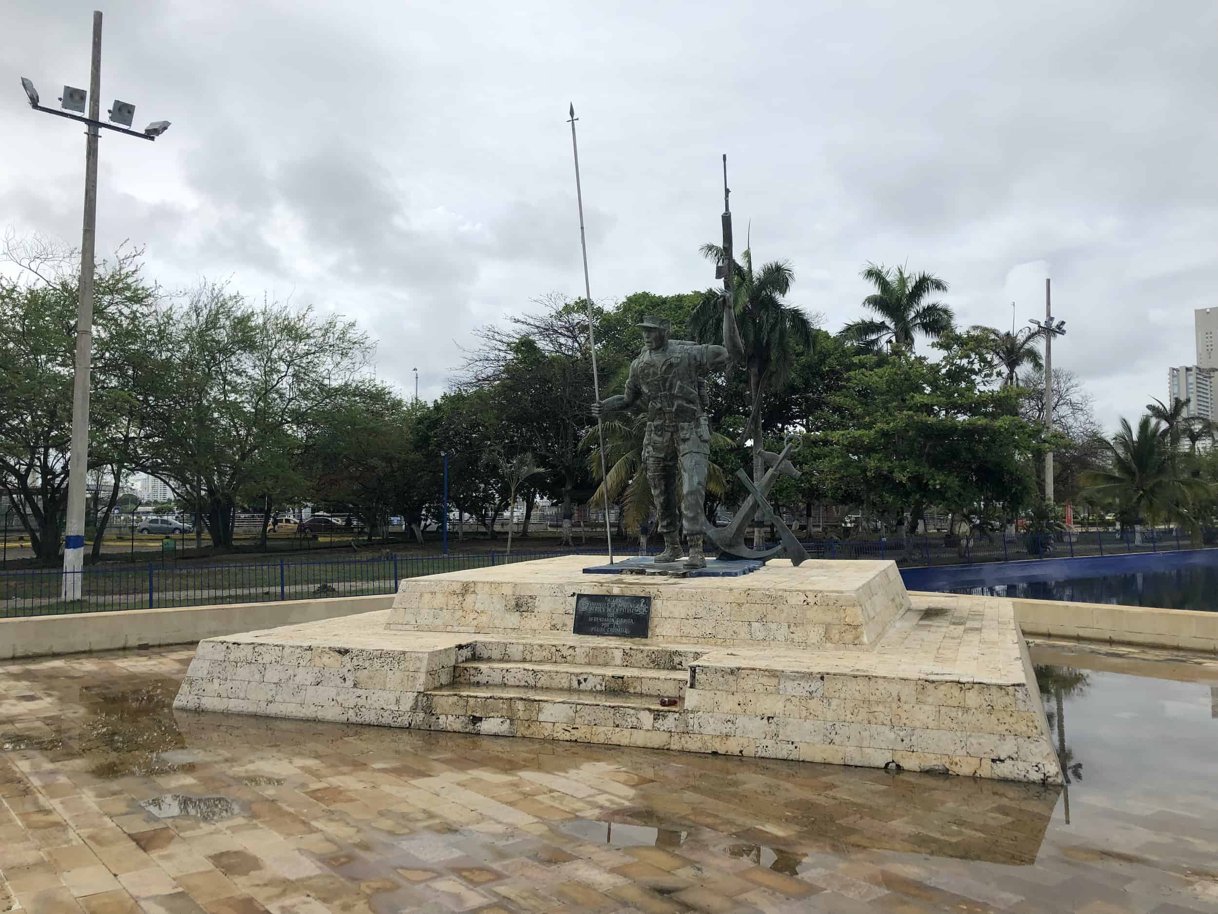 Naval infantry monument at Parque de la Marina in Cartagena, Colombia