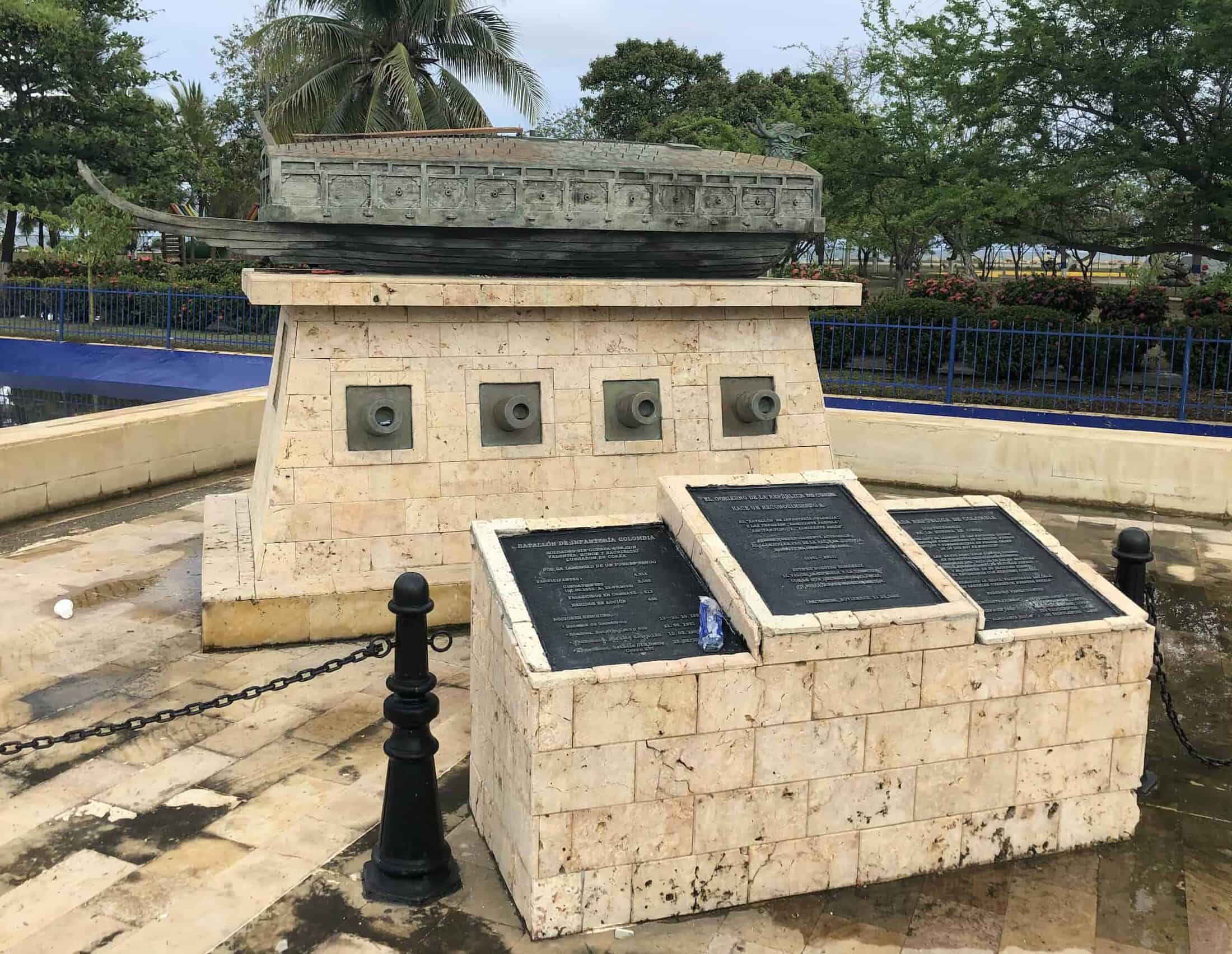 Korean War memorial at Parque de la Marina in Cartagena, Colombia