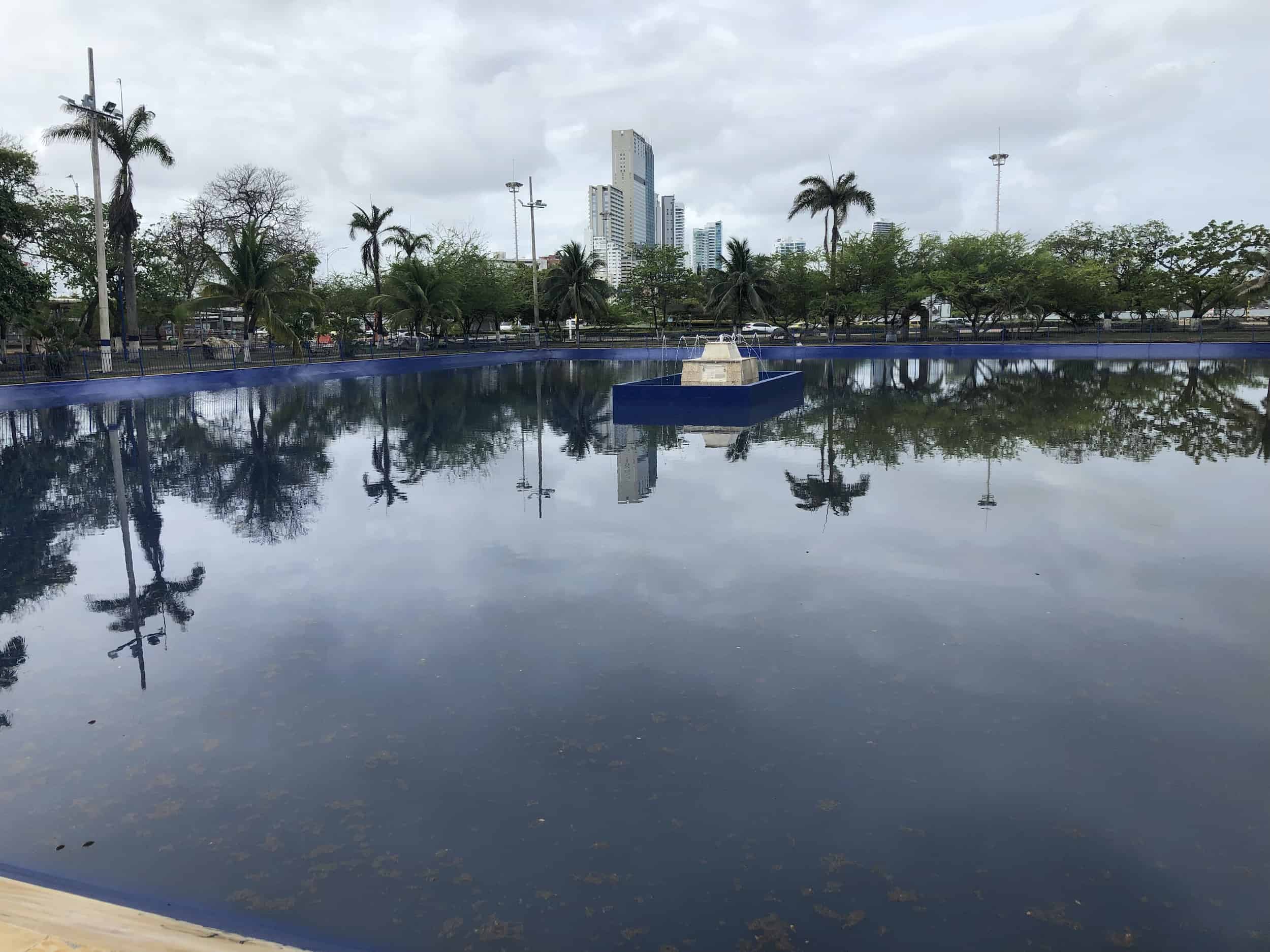 Reflecting pool at Parque de la Marina in Cartagena, Colombia